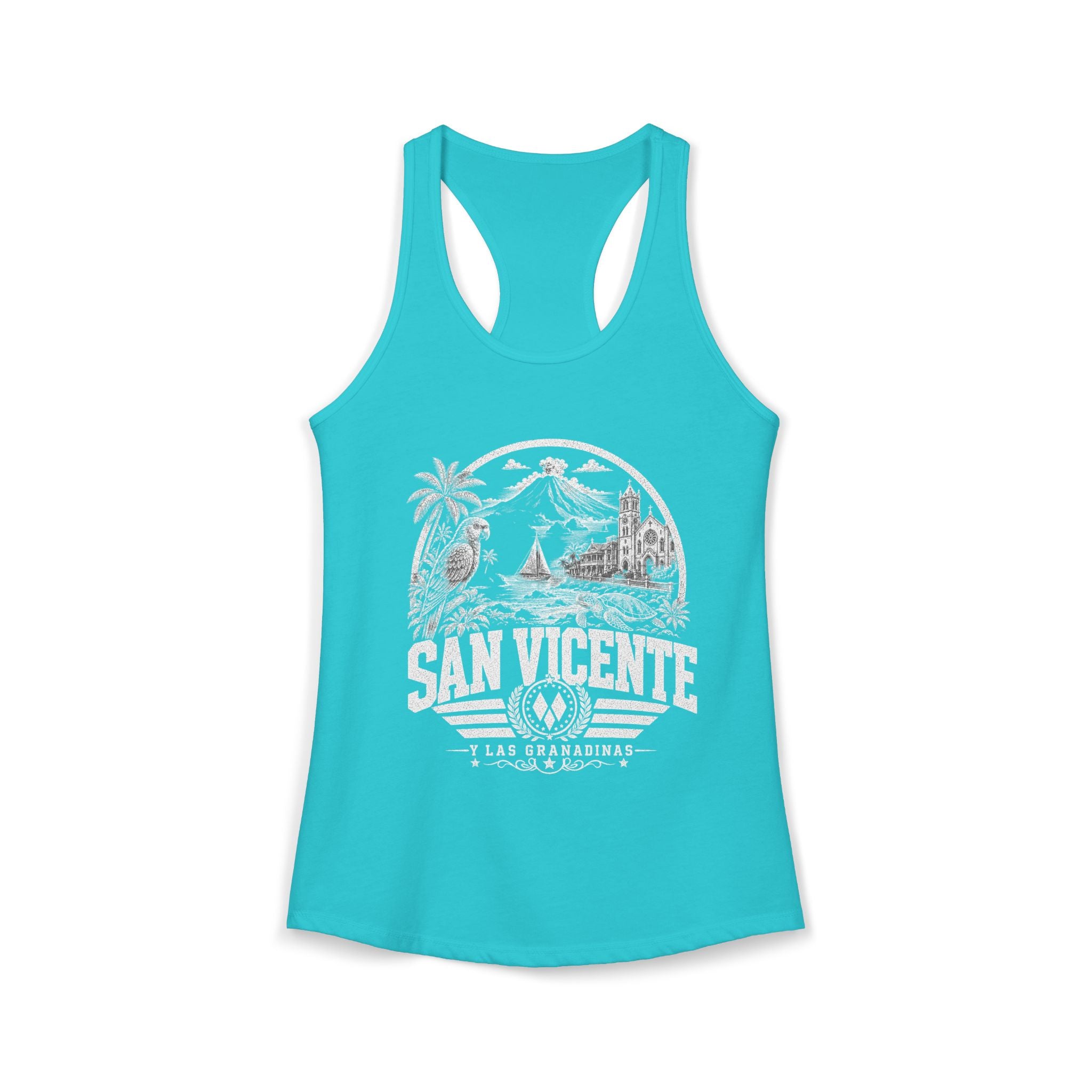 San Vicente vintage landmarks tank top — iconic landmark design | Nameshi Destinations (view 8)