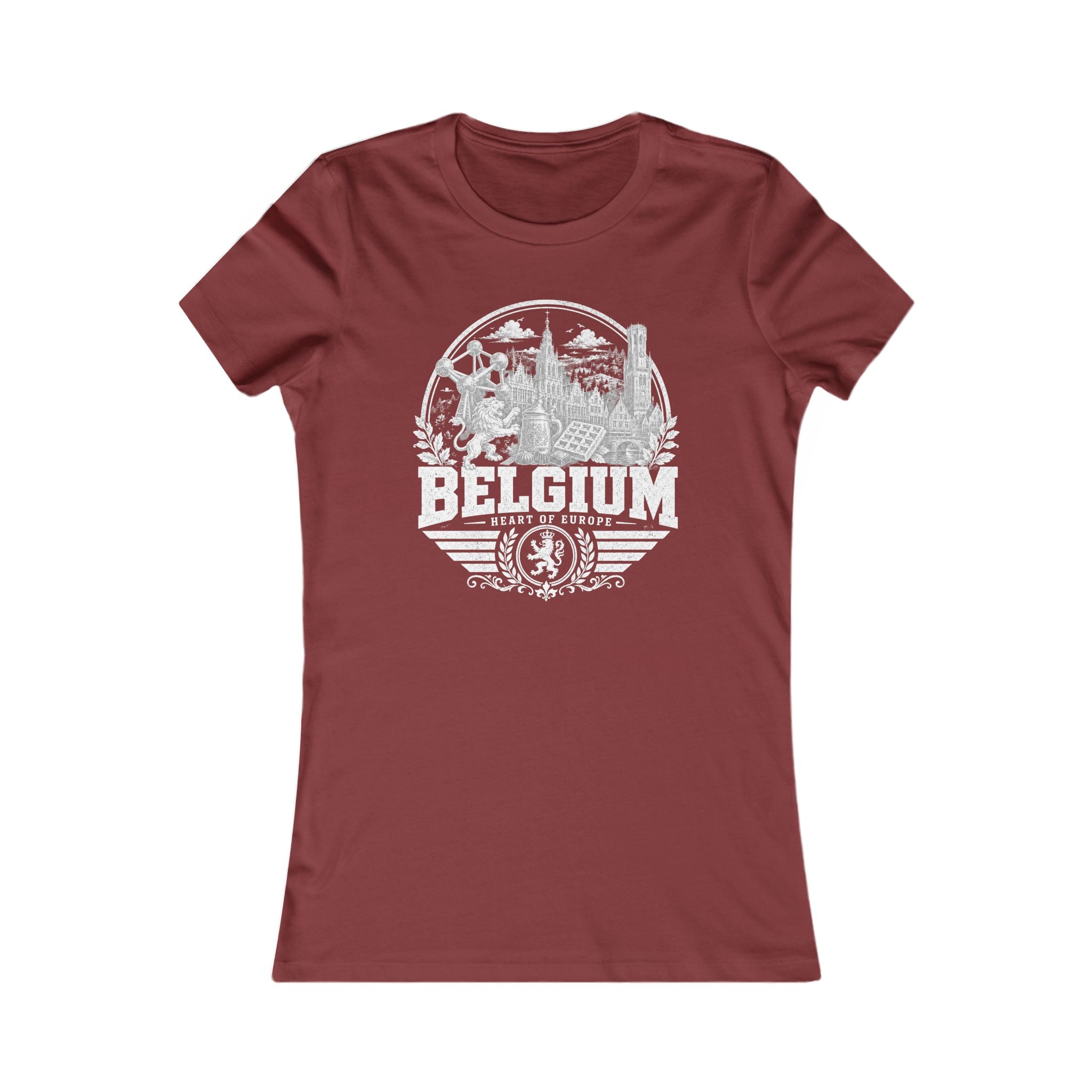 Belgium vintage landmarks women's tee — iconic landmark design | Nameshi Destinations (view 15)