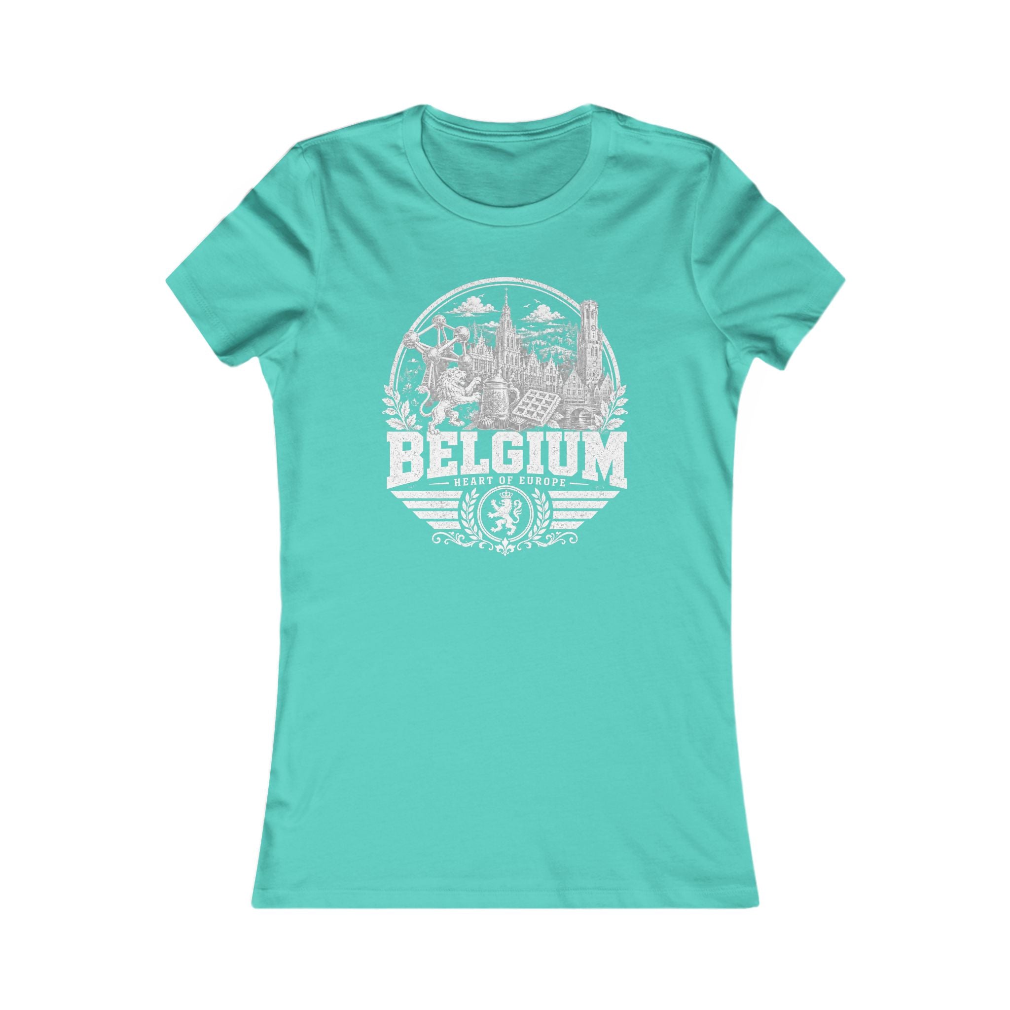 Belgium vintage landmarks women's tee — iconic landmark design | Nameshi Destinations (view 14)