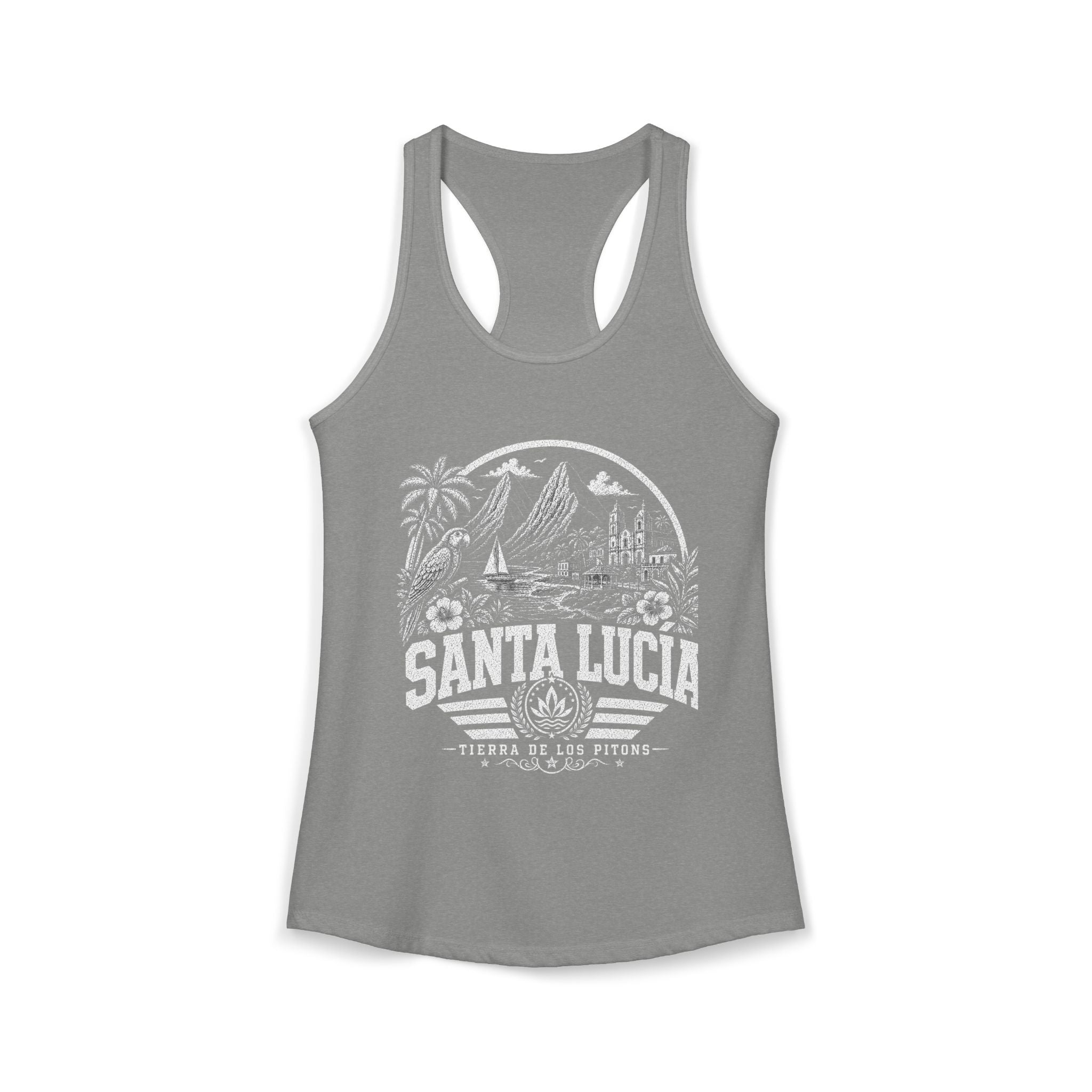 Santa Lucía vintage landmarks tank top — iconic landmark design | Nameshi Destinations (view 3)