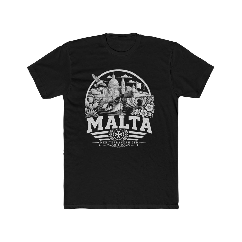 Malta vintage landmarks men's tee — iconic landmark design | Nameshi Destinations (view 2)