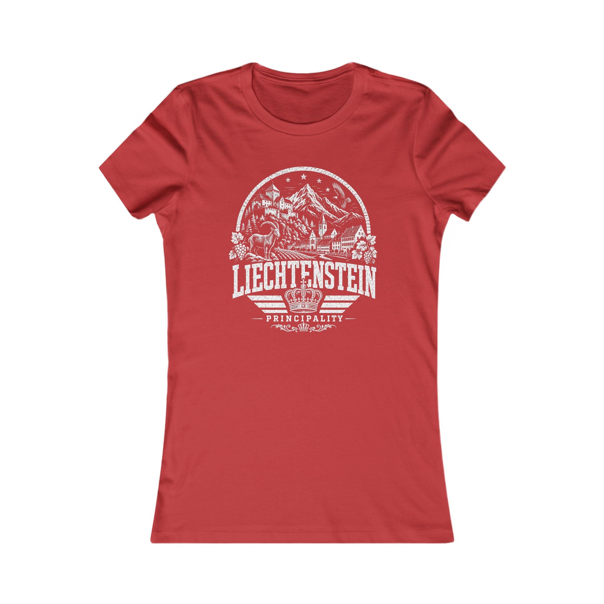 Liechtenstein vintage landmarks women's tee — iconic landmark design | Nameshi Destinations (view 9)
