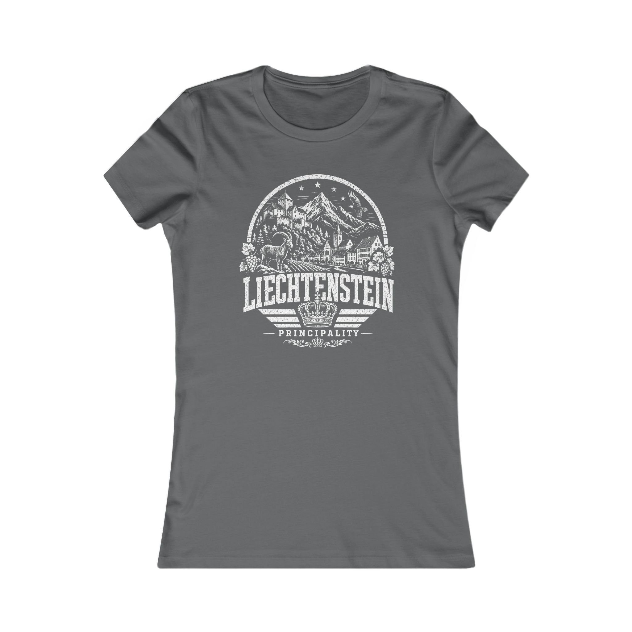 Liechtenstein vintage landmarks women's tee — iconic landmark design | Nameshi Destinations (view 11)