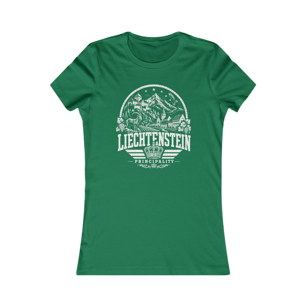 Liechtenstein vintage landmarks women's tee — iconic landmark design | Nameshi Destinations (view 2)
