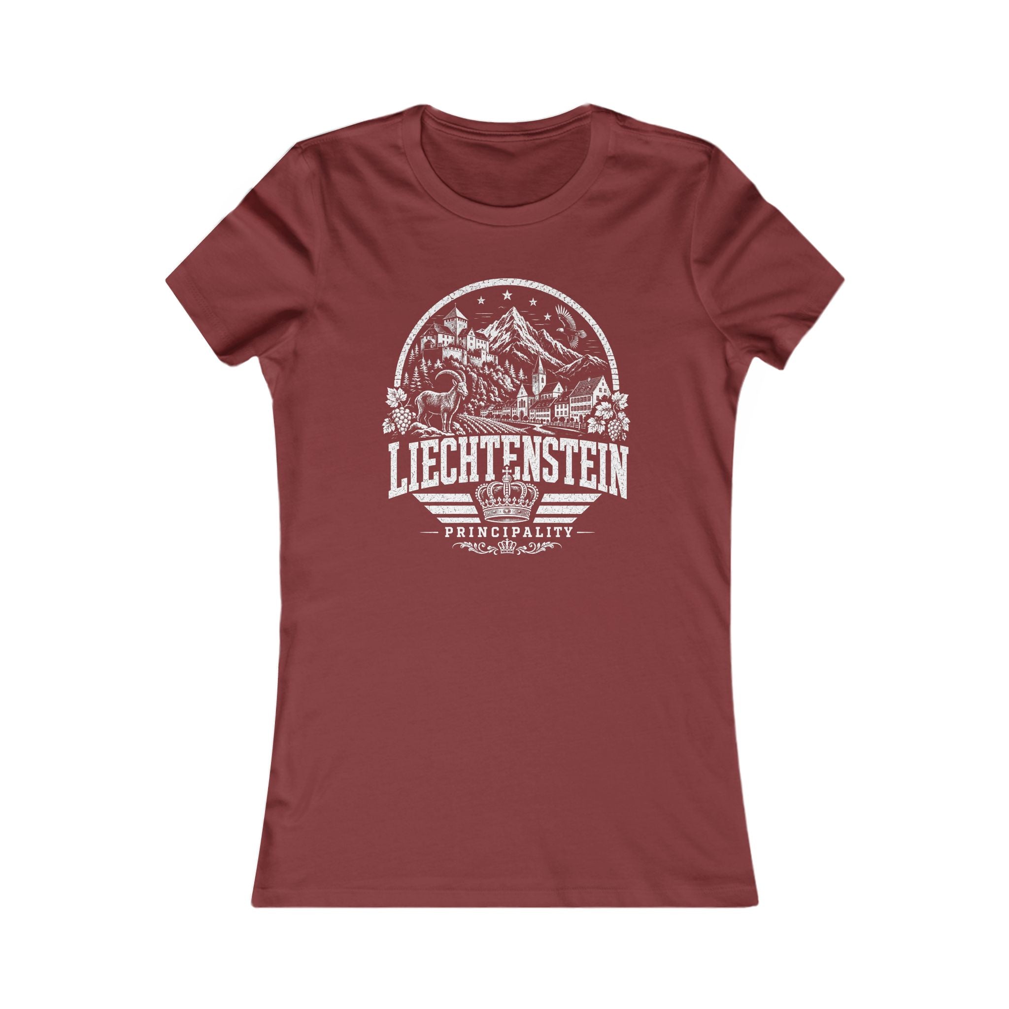 Liechtenstein vintage landmarks women's tee — iconic landmark design | Nameshi Destinations (view 15)