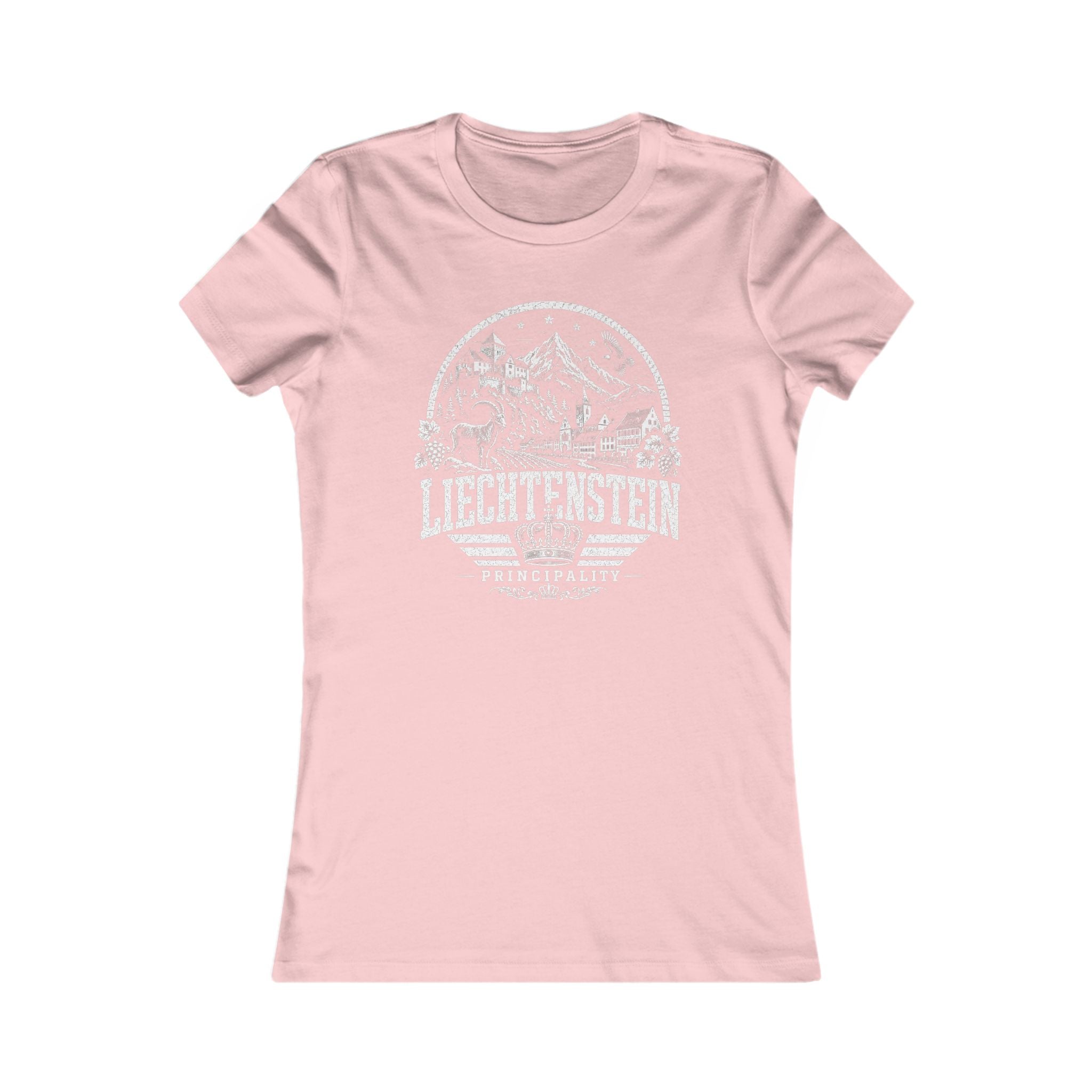 Liechtenstein vintage landmarks women's tee — iconic landmark design | Nameshi Destinations (view 7)