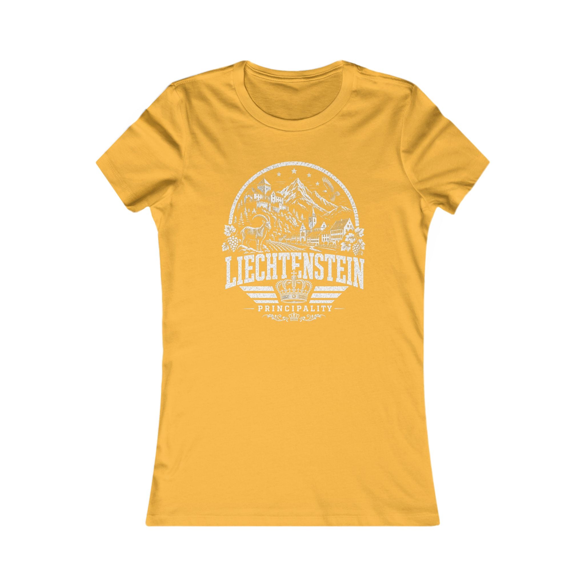 Liechtenstein vintage landmarks women's tee — iconic landmark design | Nameshi Destinations (view 8)