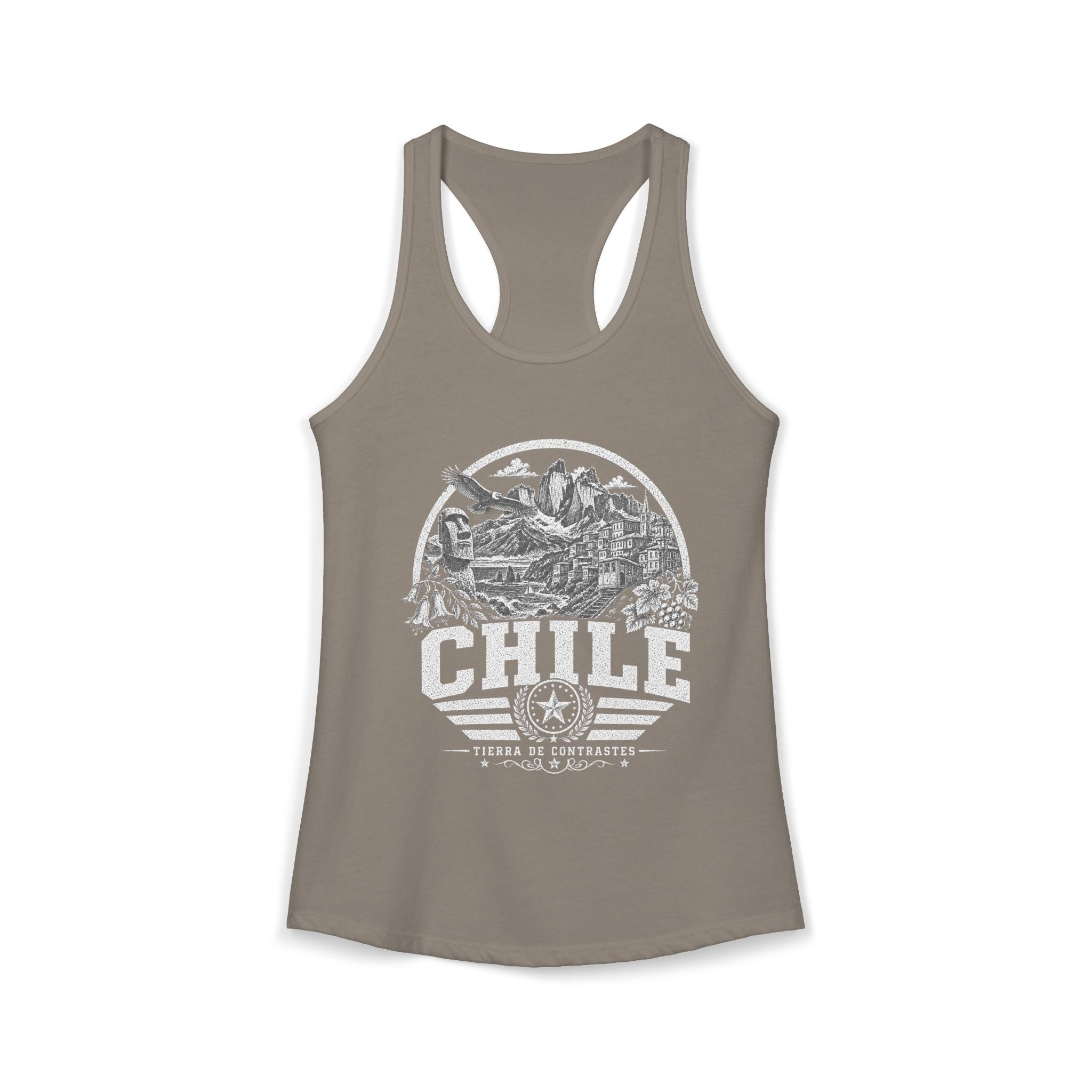 Chile vintage landmarks tank top — iconic landmark design | Nameshi Destinations (view 4)