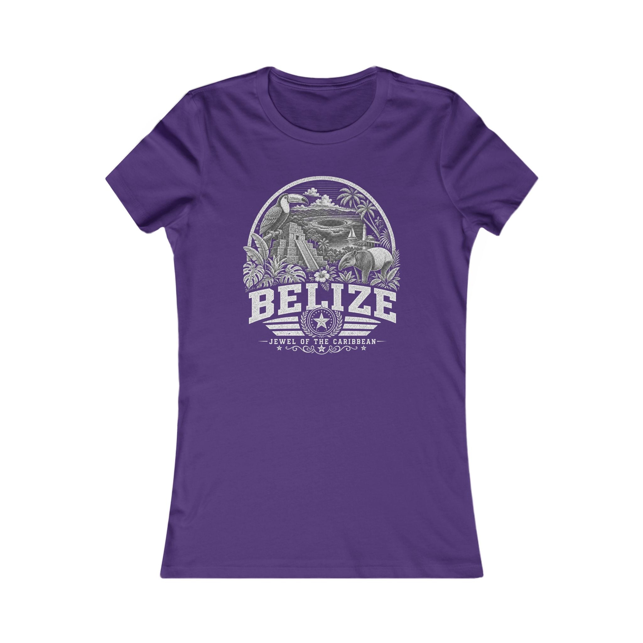 Belize vintage landmarks women's tee — iconic landmark design | Nameshi Destinations (view 6)