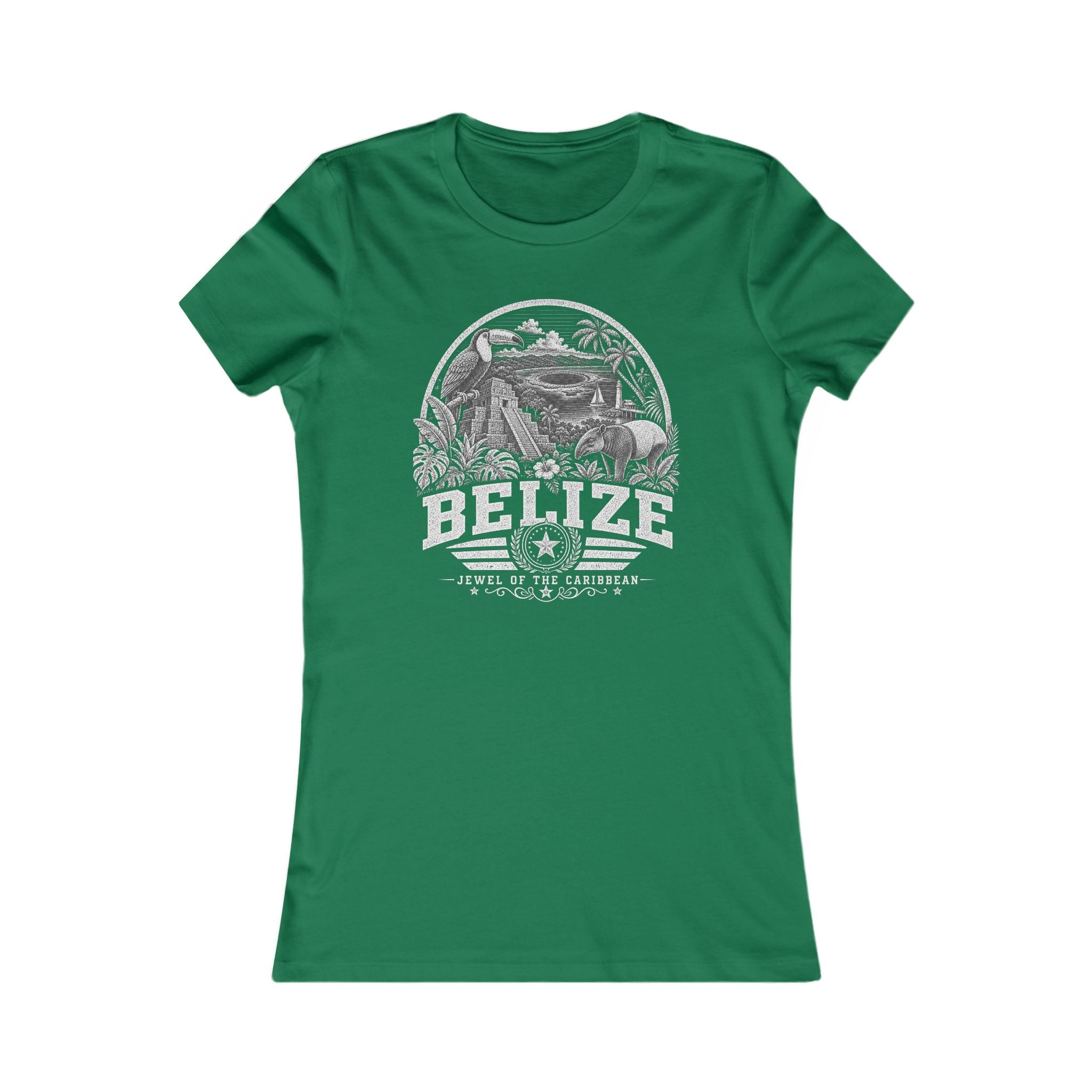 Belize vintage landmarks women's tee — iconic landmark design | Nameshi Destinations (view 2)