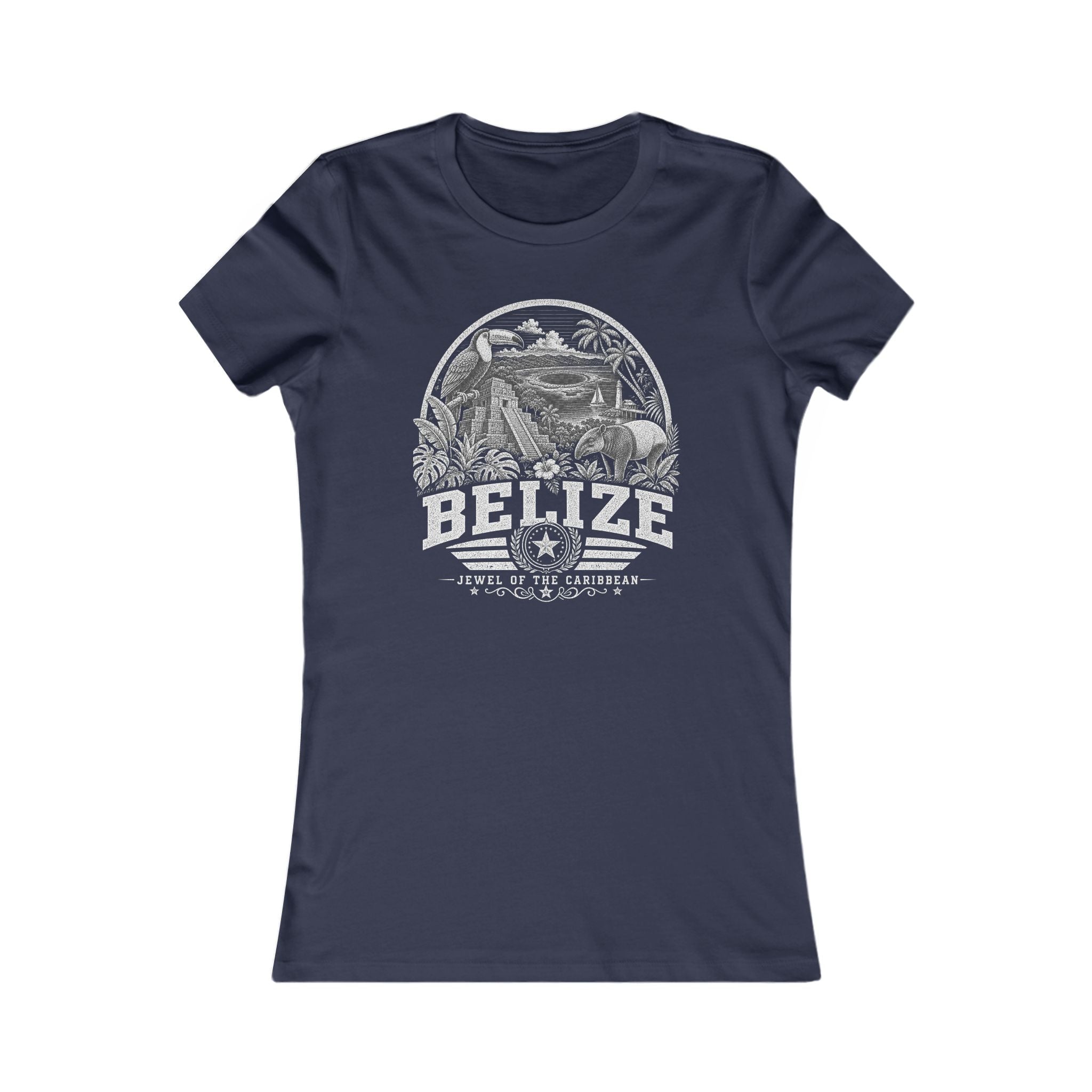 Belize vintage landmarks women's tee — iconic landmark design | Nameshi Destinations (view 5)