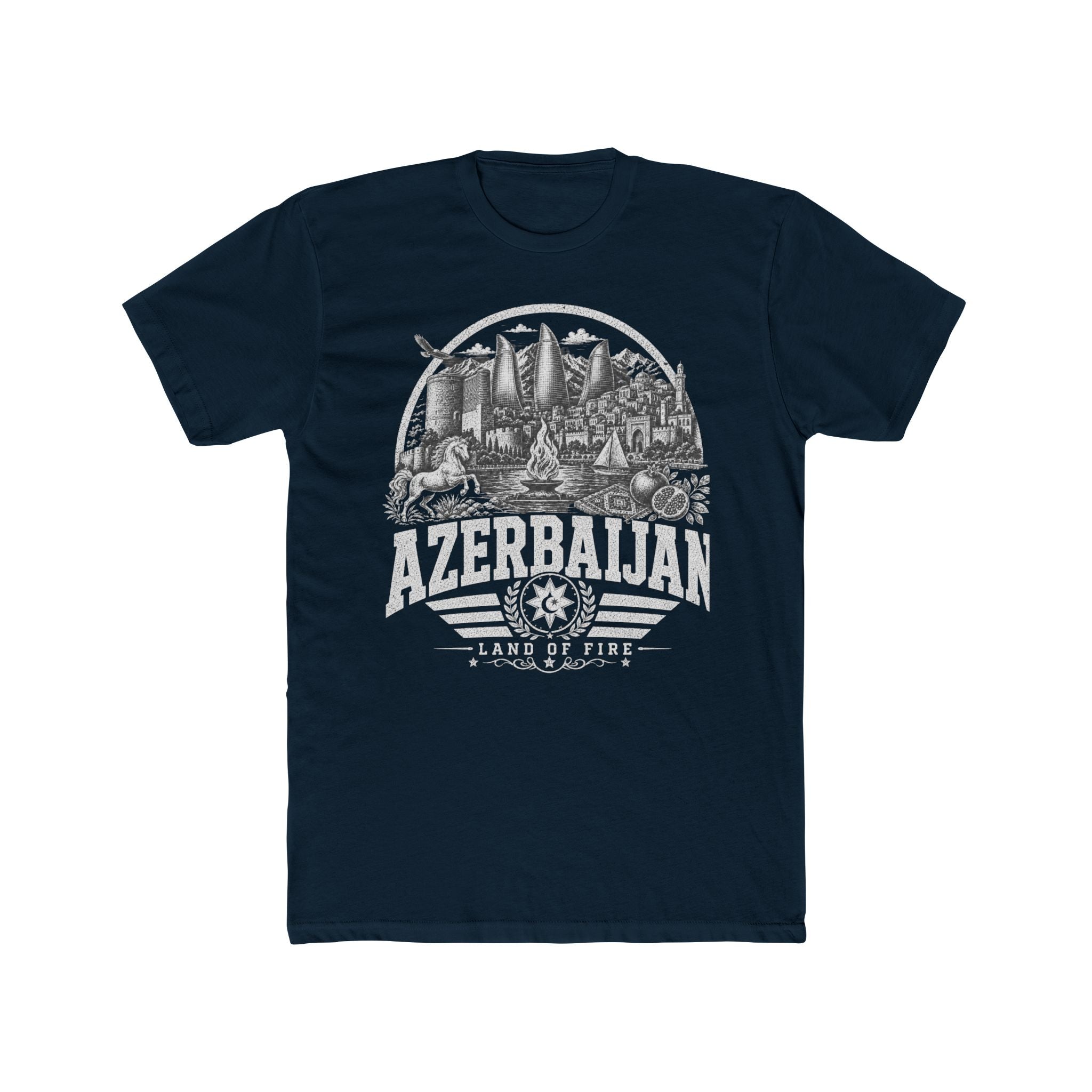 Azerbaijan vintage landmarks men's tee — iconic landmark design | Nameshi Destinations (view 12)
