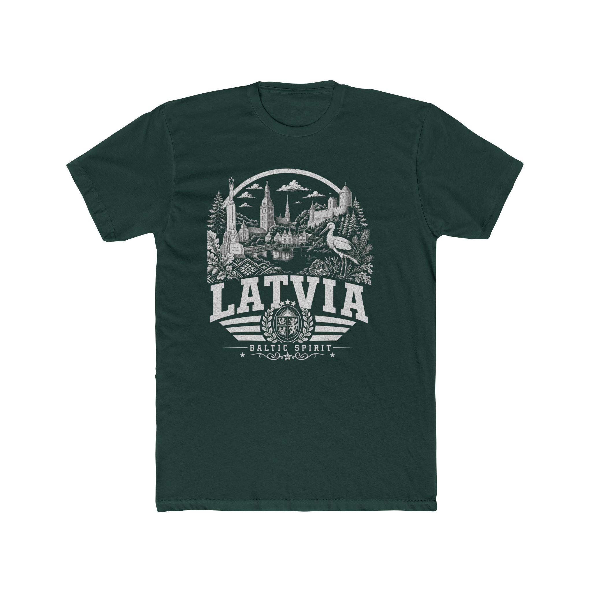 Latvia vintage landmarks men's tee — iconic landmark design | Nameshi Destinations (view 7)