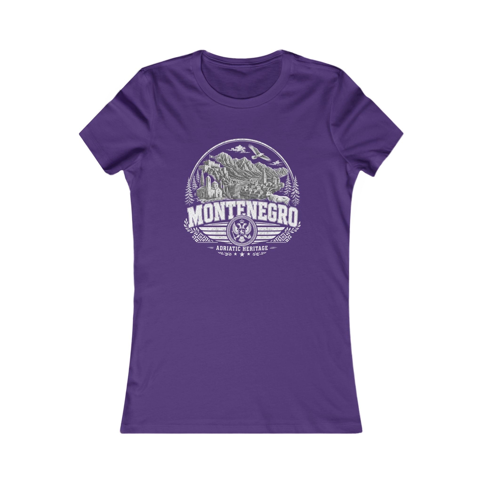 Montenegro vintage landmarks women's tee — iconic landmark design | Nameshi Destinations (view 6)