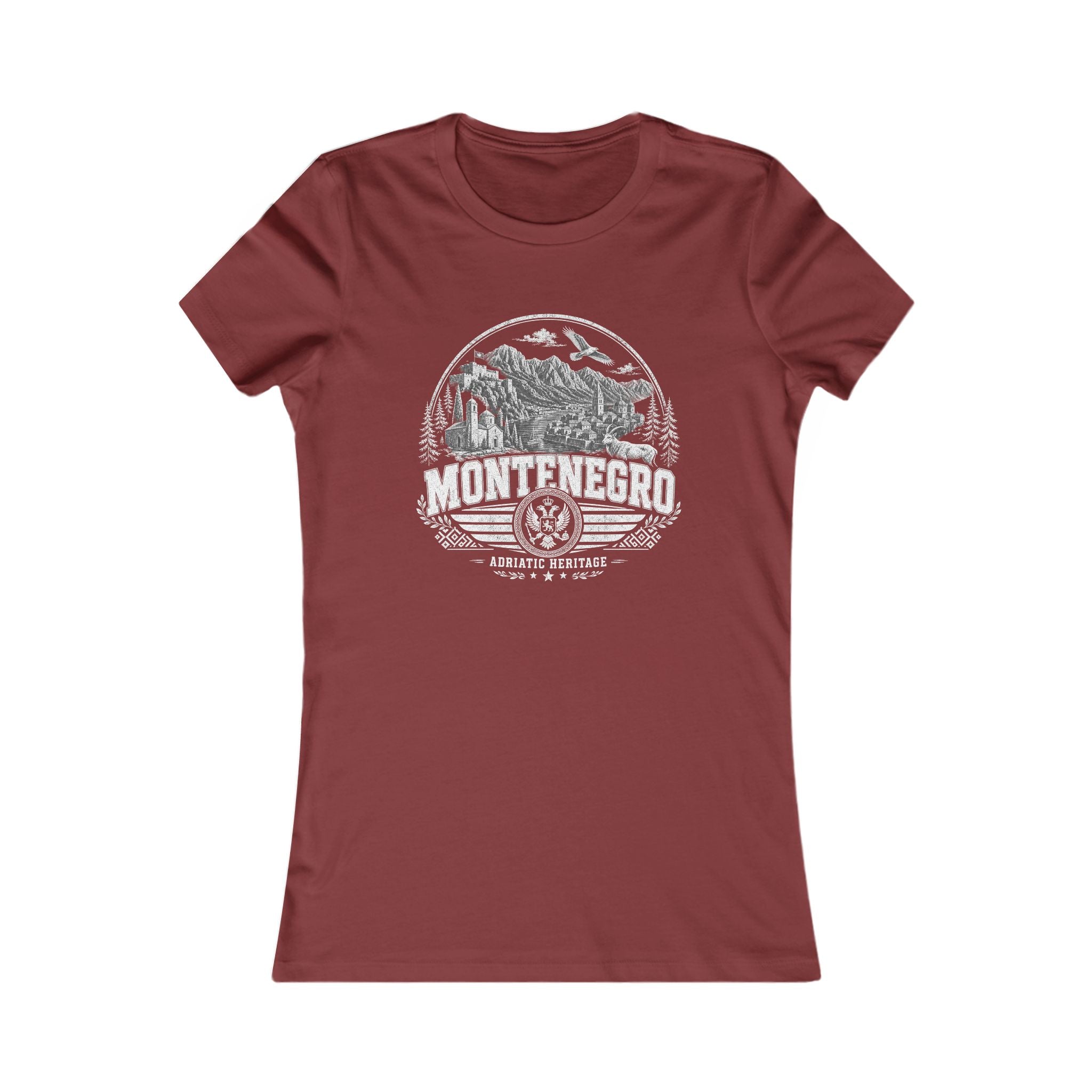 Montenegro vintage landmarks women's tee — iconic landmark design | Nameshi Destinations (view 15)