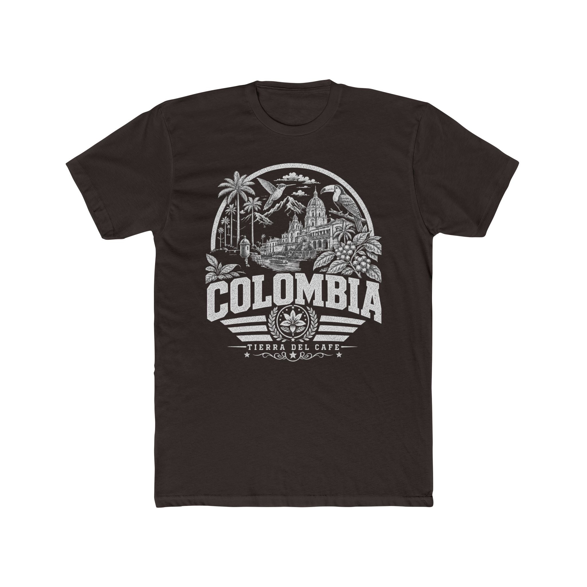 Colombia vintage landmarks men's tee — iconic landmark design | Nameshi Destinations (view 1)