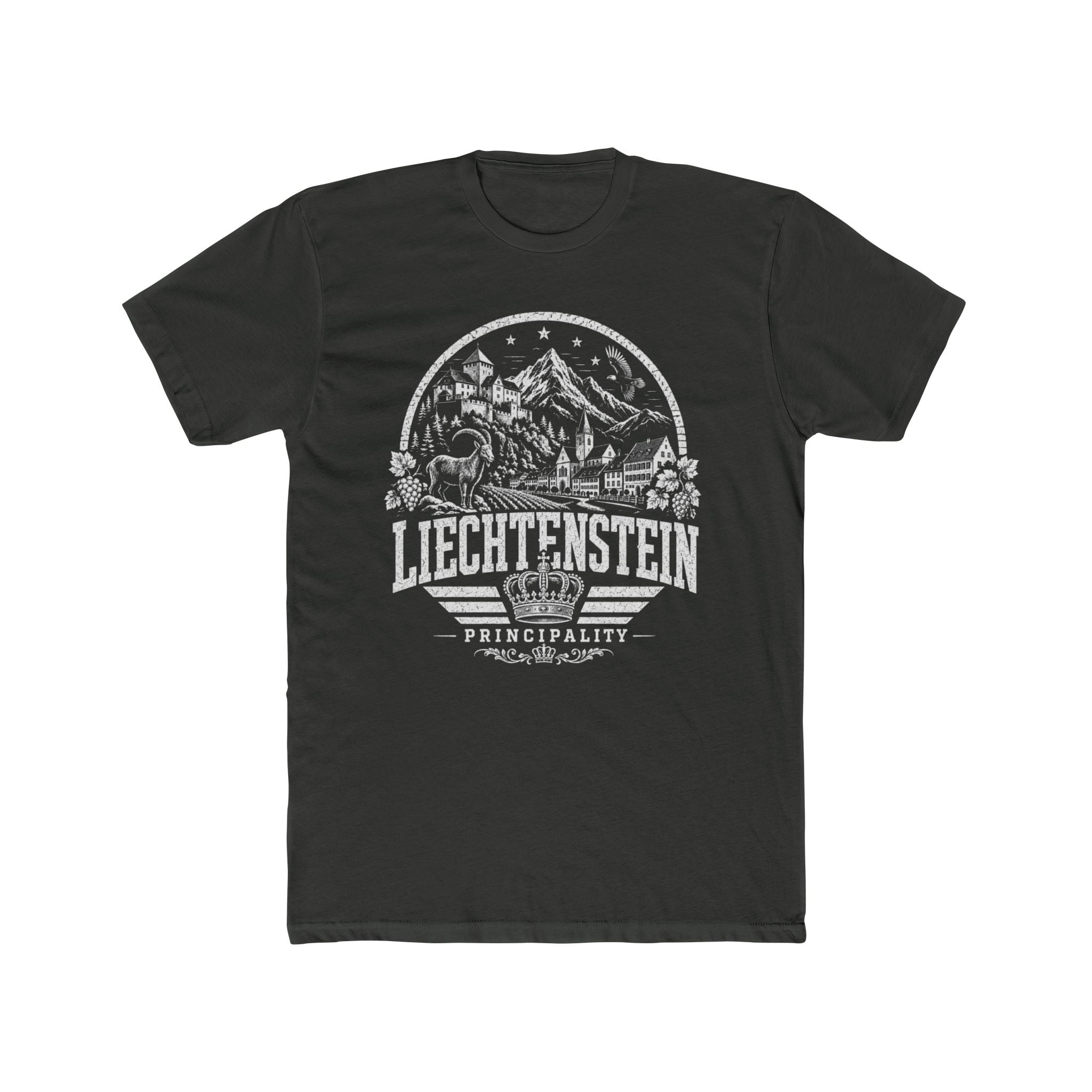 Liechtenstein vintage landmarks men's tee — iconic landmark design | Nameshi Destinations (view 5)