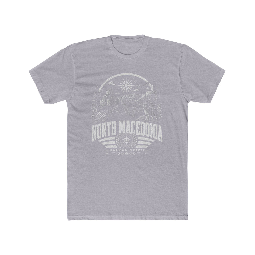 North Macedonia vintage landmarks men's tee — iconic landmark design | Nameshi Destinations (view 3)