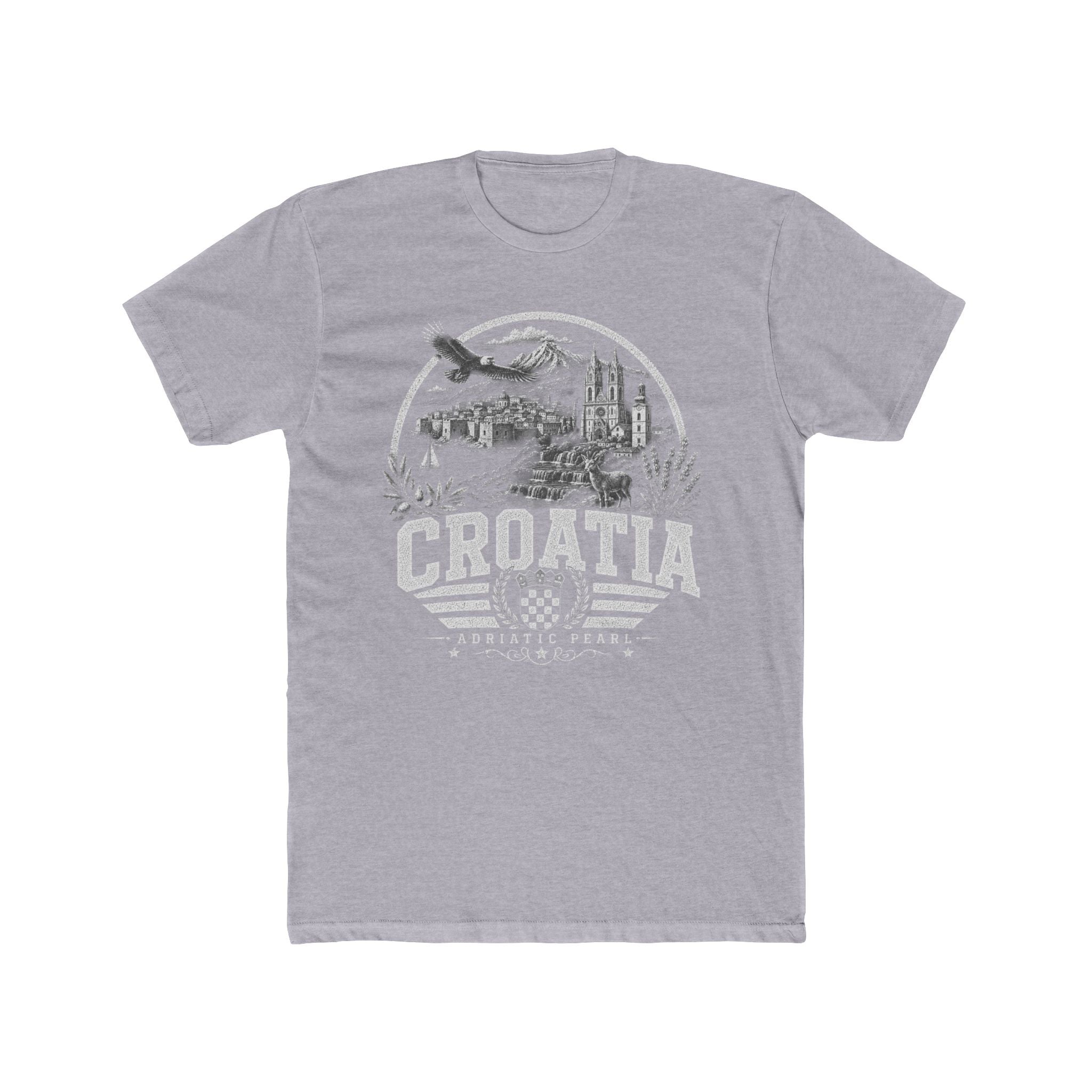 Croatia vintage landmarks men's tee — iconic landmark design | Nameshi Destinations (view 3)