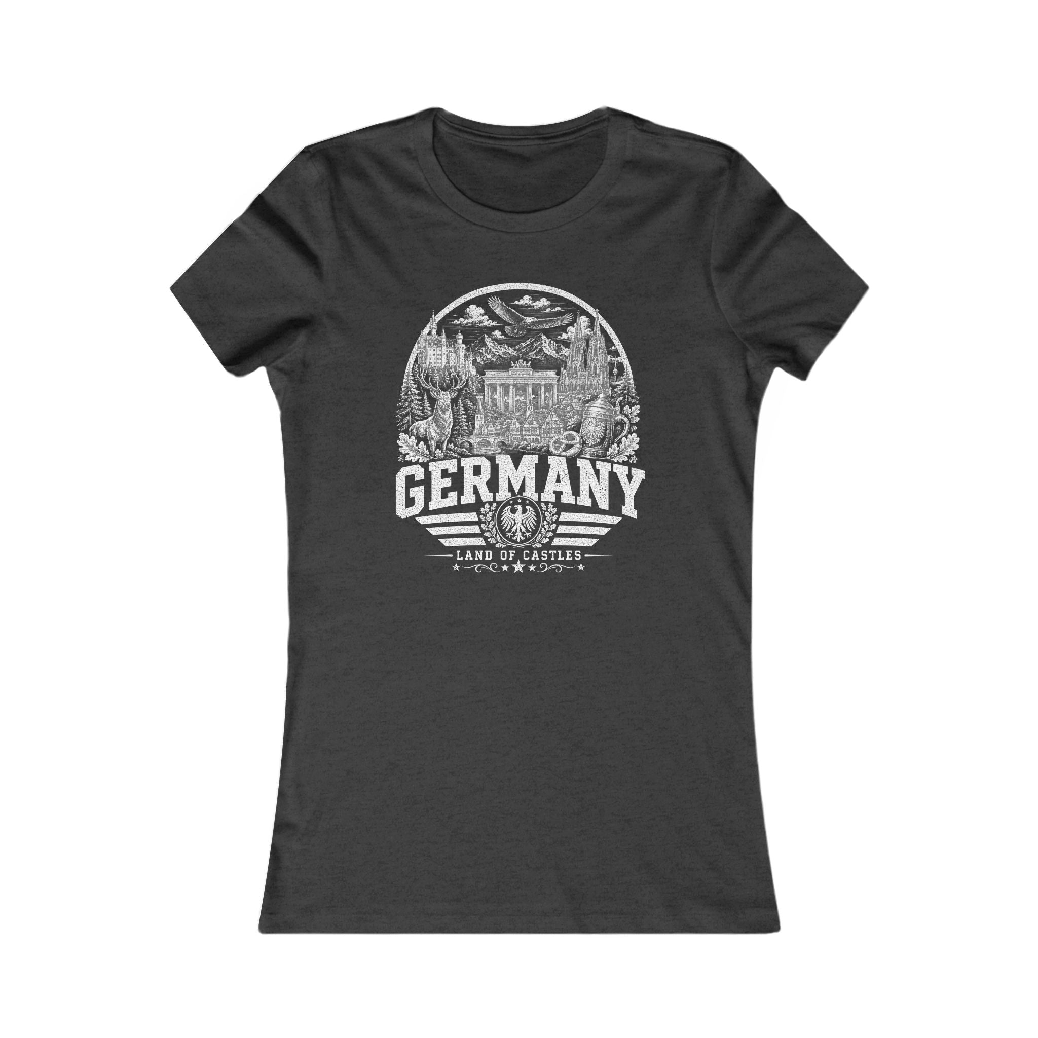 Germany vintage landmarks women's tee — iconic landmark design | Nameshi Destinations (view 7)