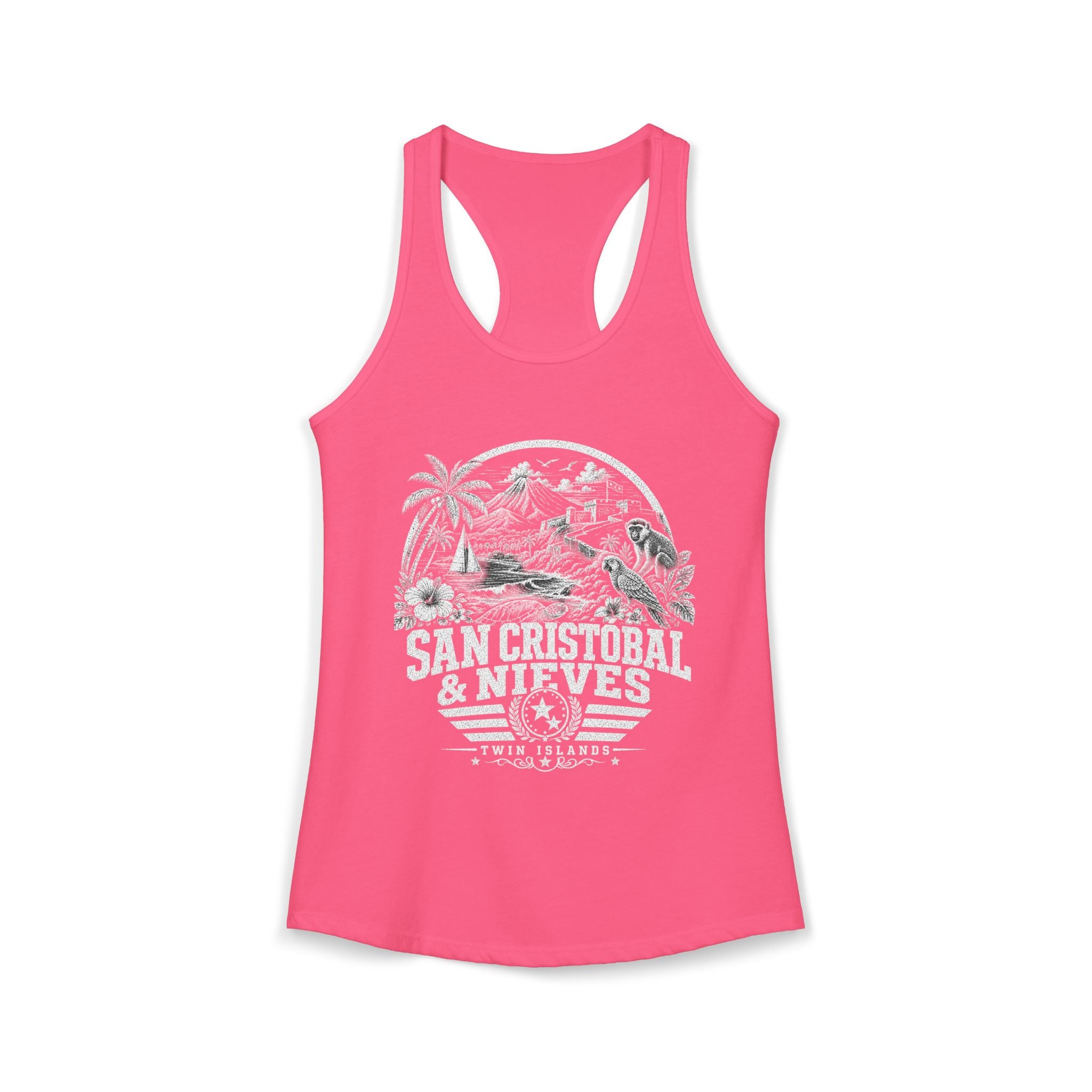 San Cristóbal y Nieves vintage landmarks tank top — iconic landmark design | Nameshi Destinations (view 14)