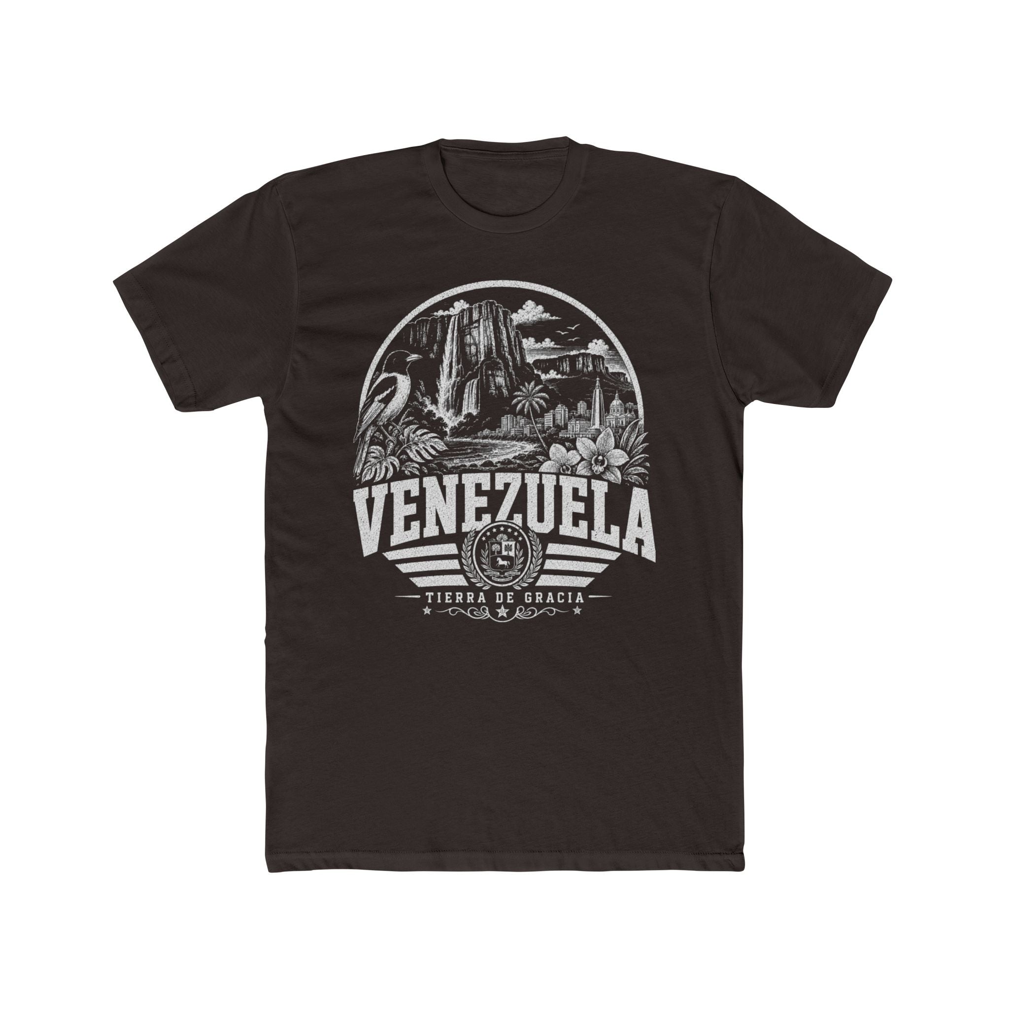 Venezuela vintage landmarks men's tee — iconic landmark design | Nameshi Destinations (view 1)