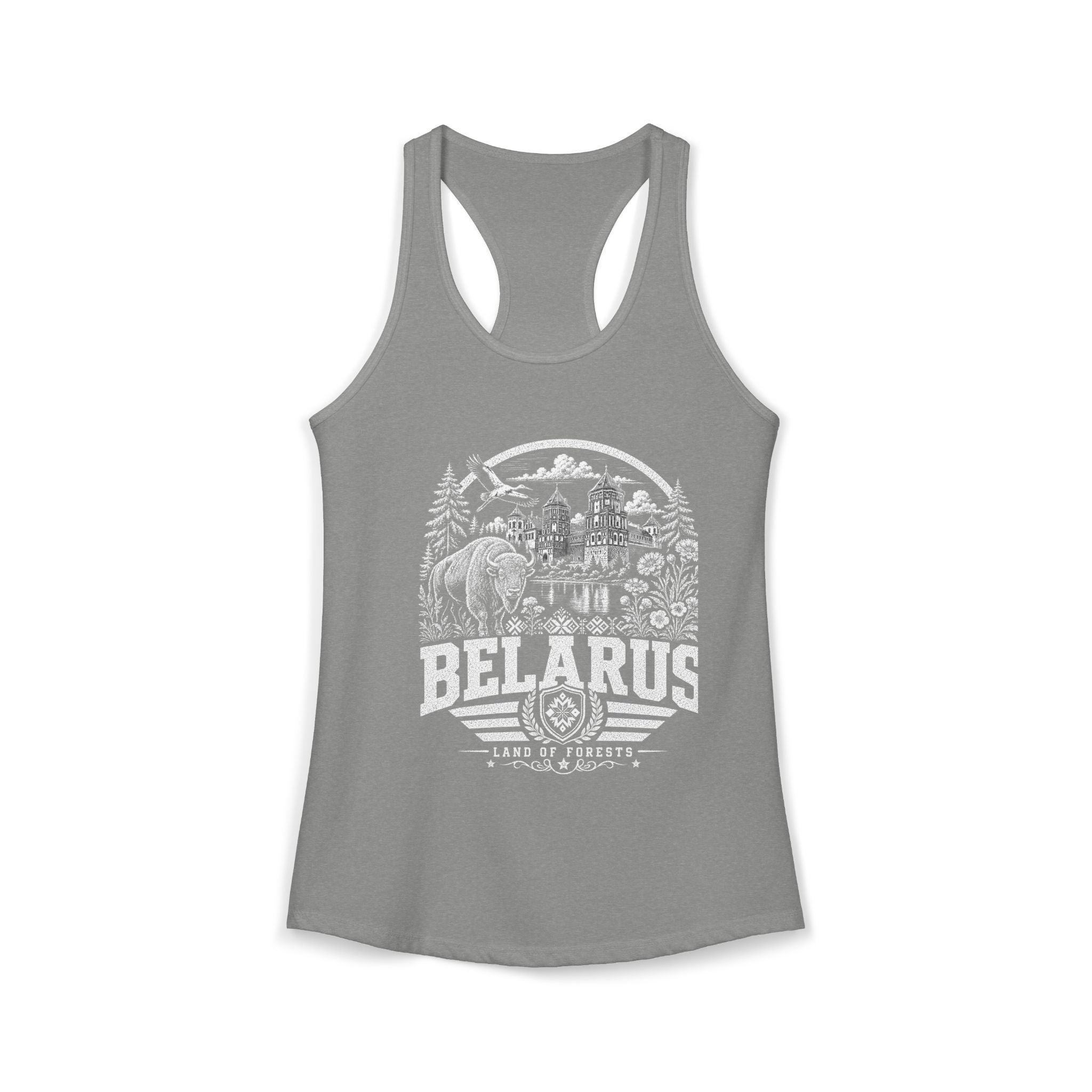 Belarus vintage landmarks tank top — iconic landmark design | Nameshi Destinations (view 3)
