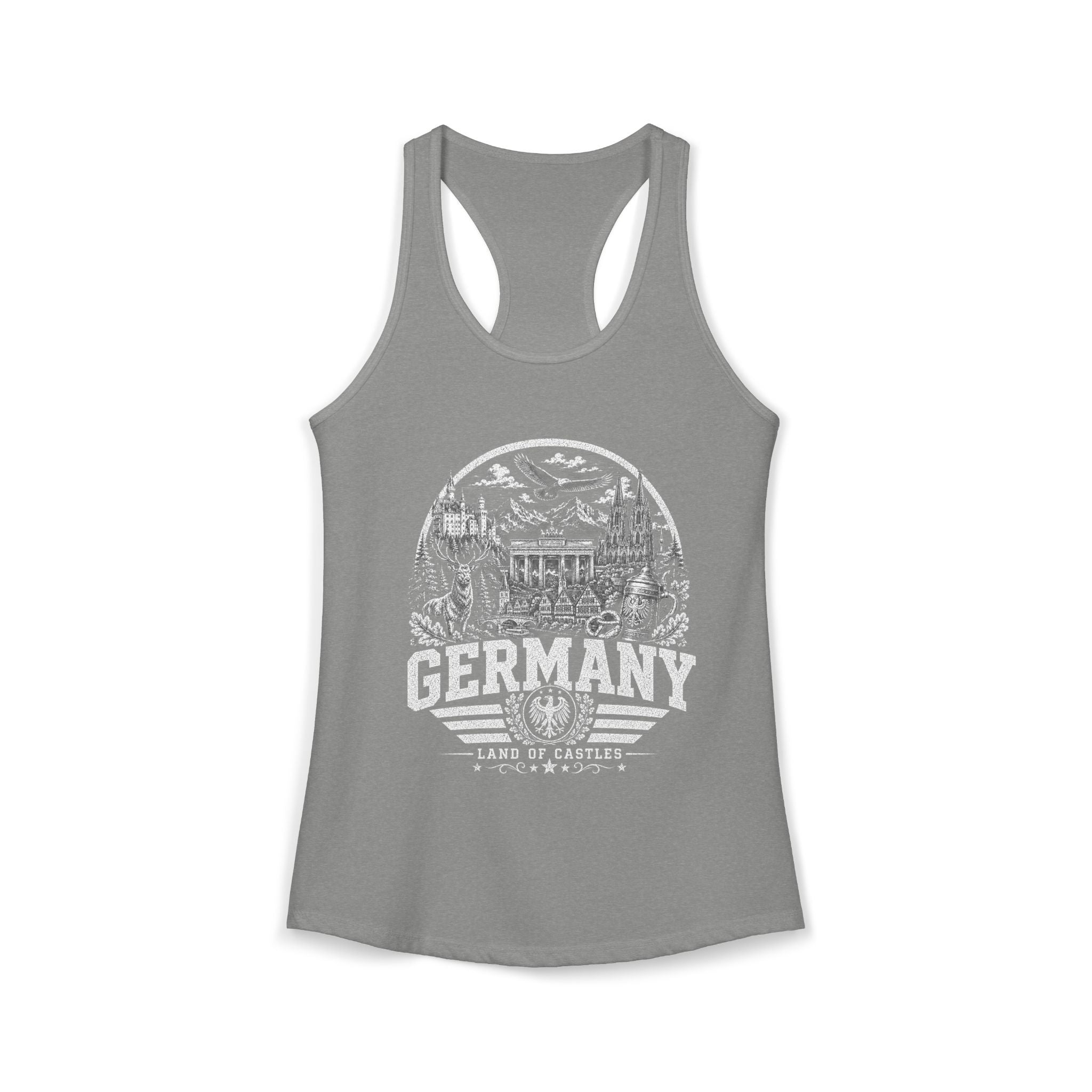 Germany vintage landmarks tank top — iconic landmark design | Nameshi Destinations (view 3)