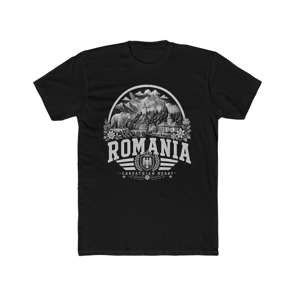 Romania vintage landmarks men's tee — iconic landmark design | Nameshi Destinations (view 2)