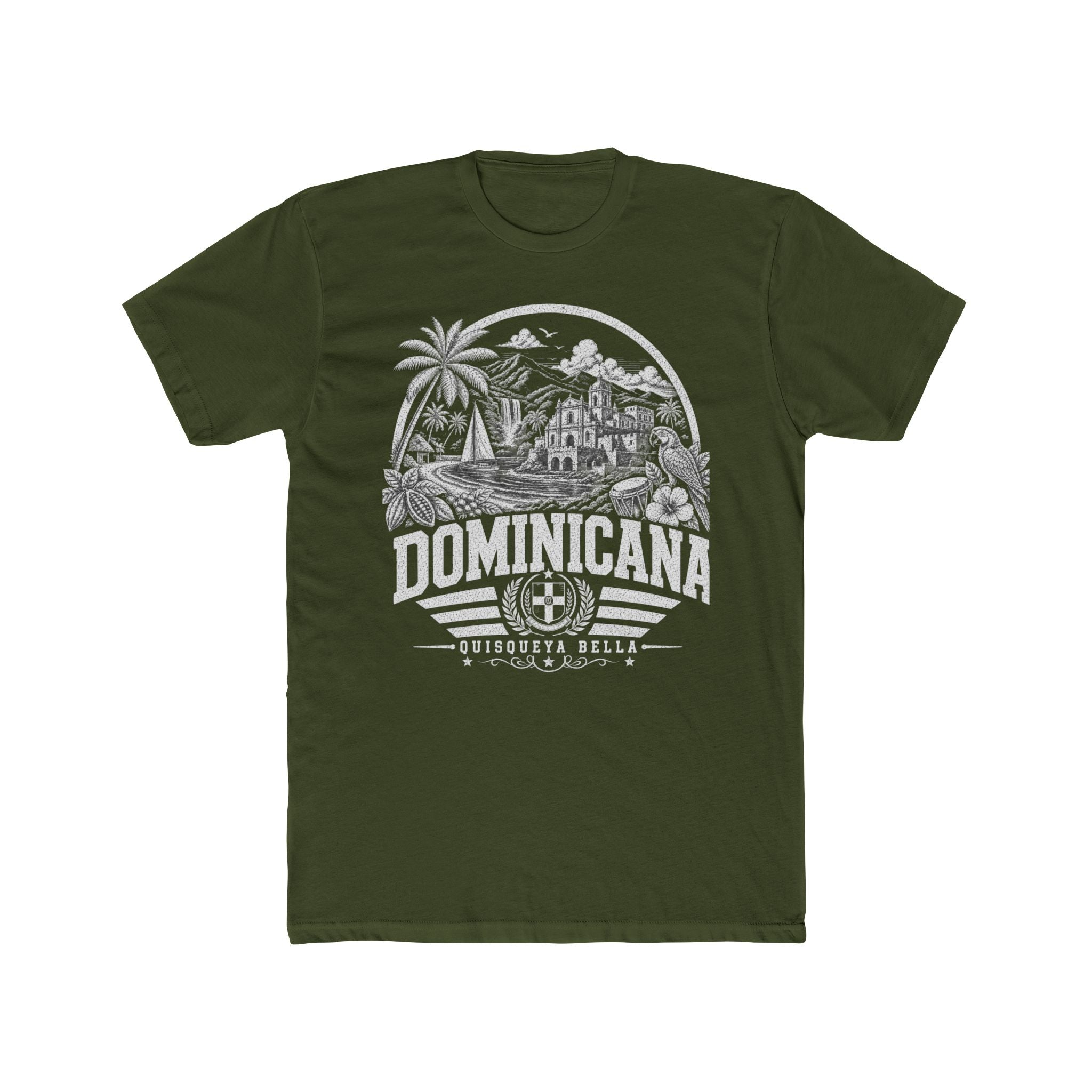 República Dominicana vintage landmarks men's tee — iconic landmark design | Nameshi Destinations (view 4)