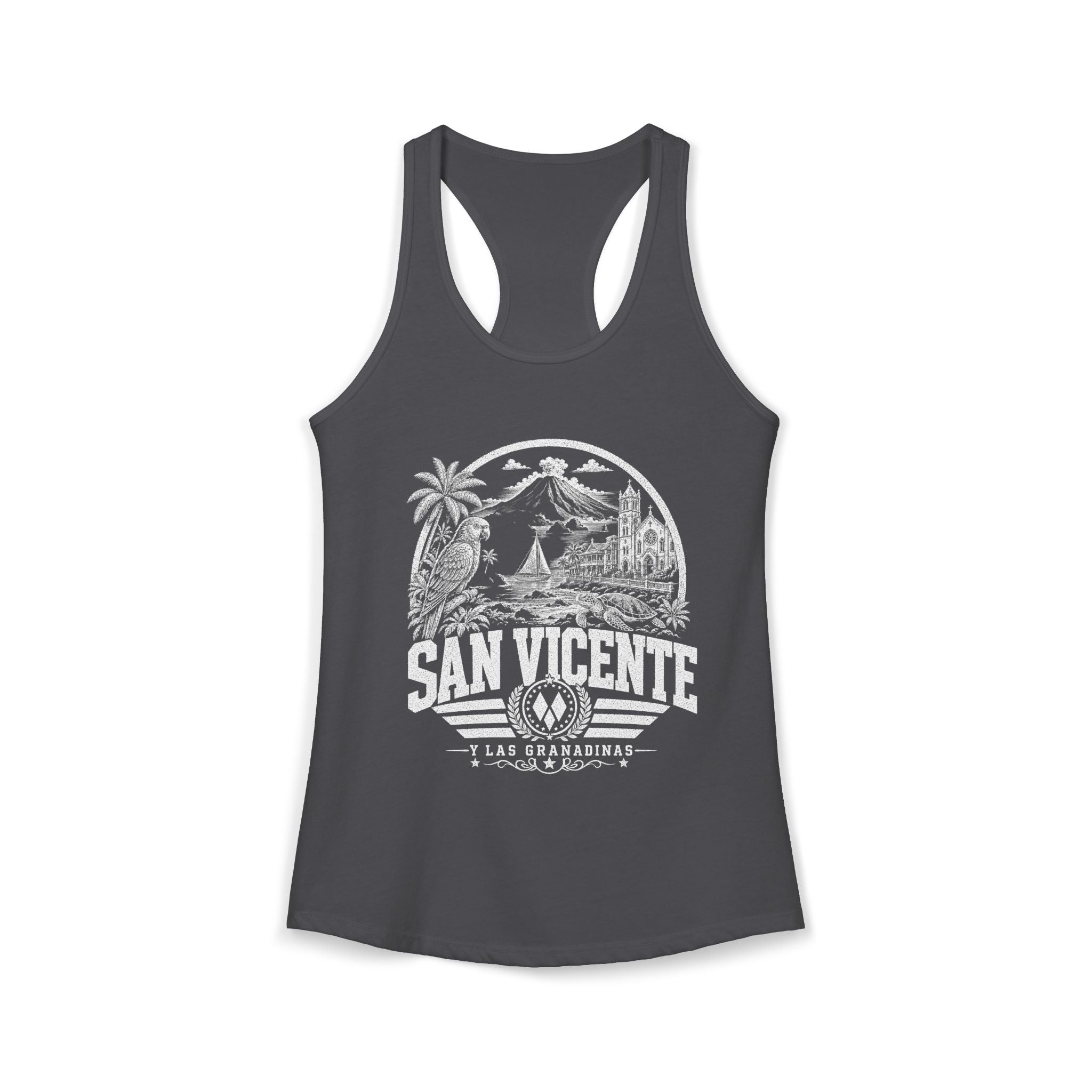 San Vicente vintage landmarks tank top — iconic landmark design | Nameshi Destinations (view 12)