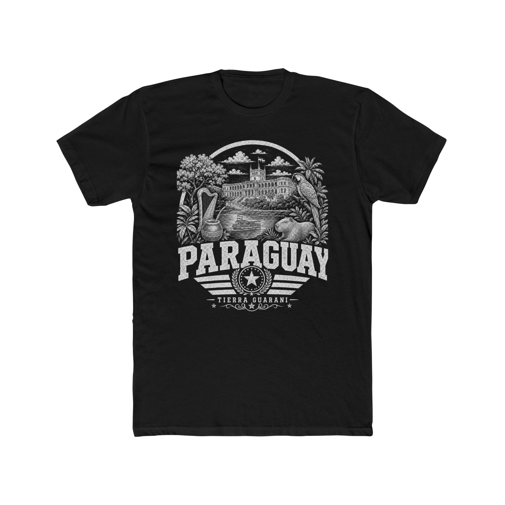 Paraguay vintage landmarks men's tee — iconic landmark design | Nameshi Destinations (view 2)