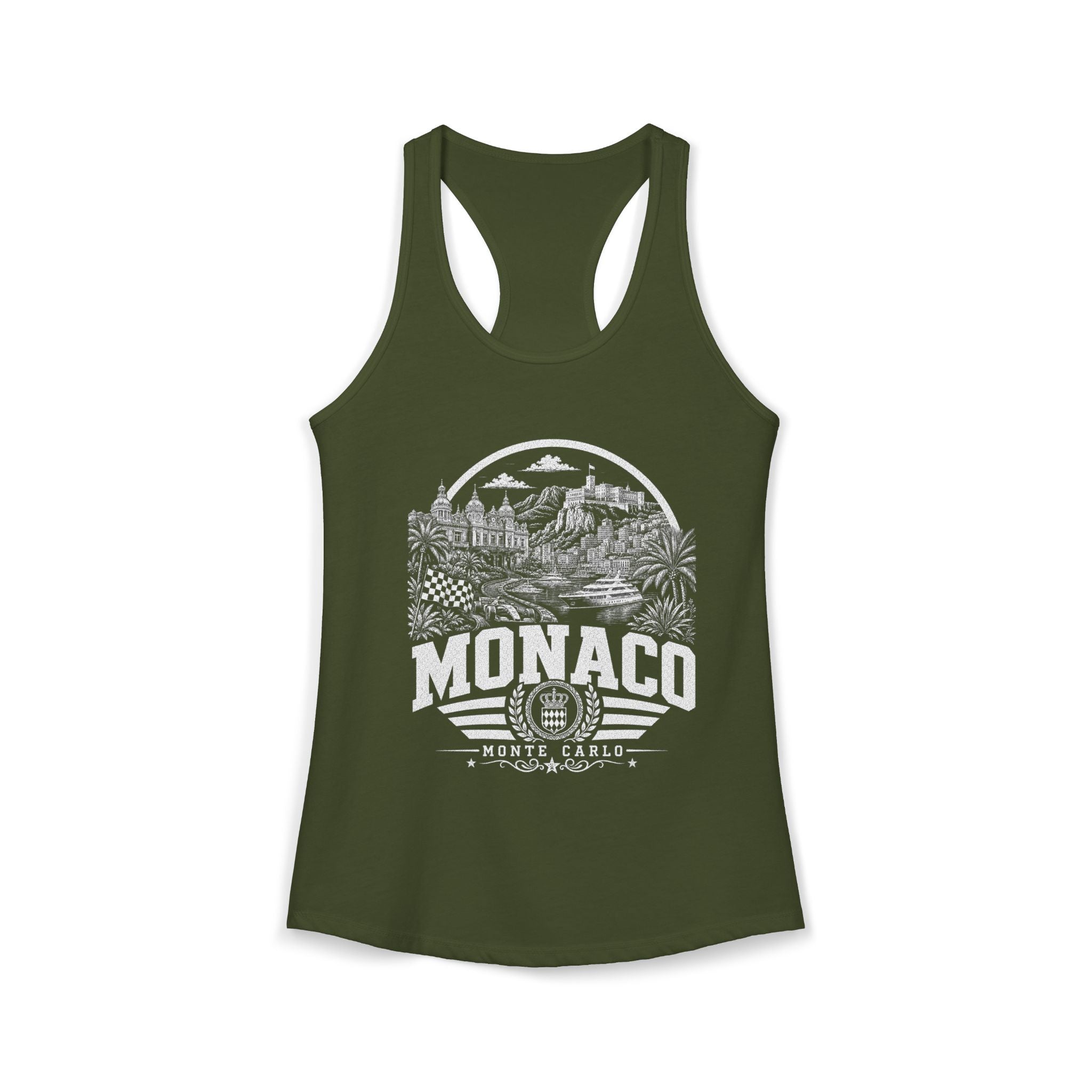 Monaco vintage landmarks tank top — iconic landmark design | Nameshi Destinations (view 5)