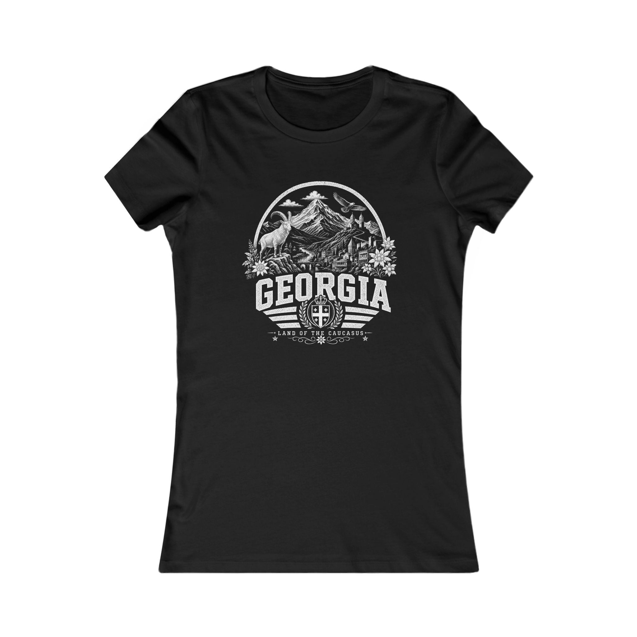 Georgia vintage landmarks women's tee — iconic landmark design | Nameshi Destinations (view 1)