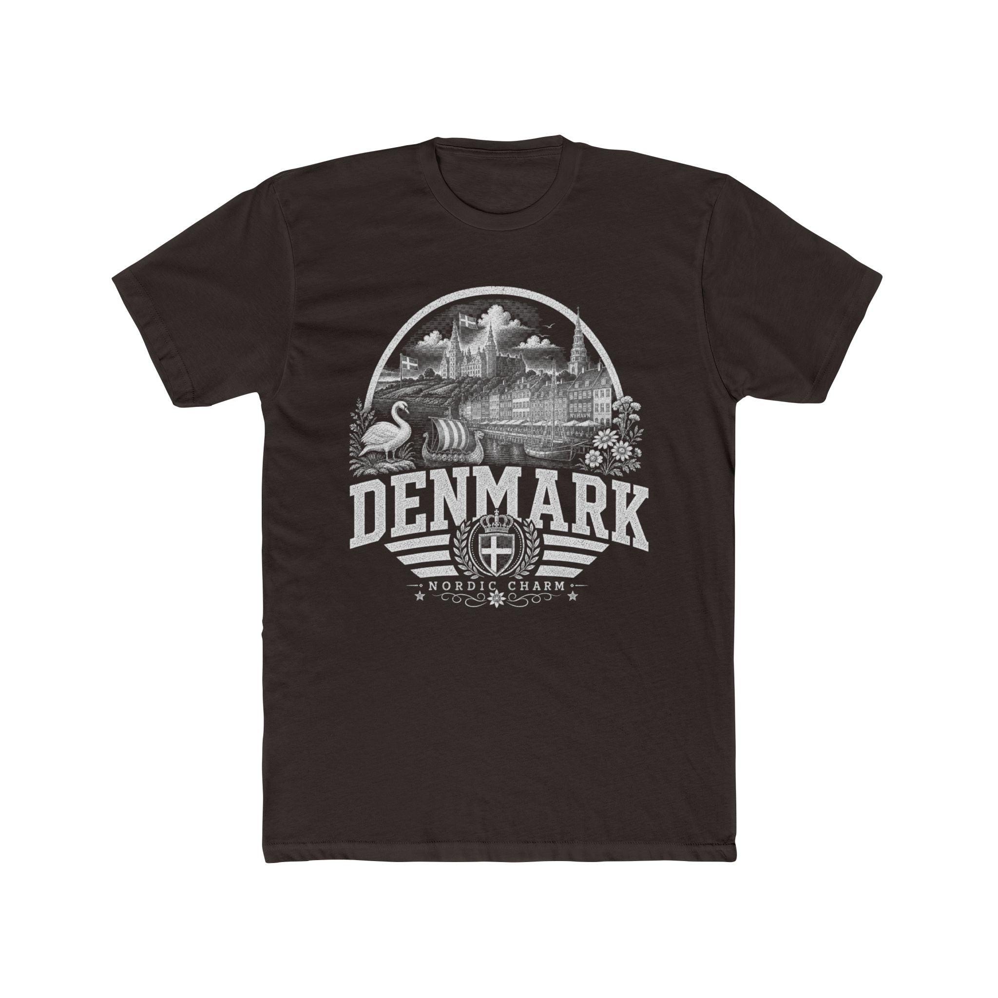 Denmark vintage landmarks men's tee — iconic landmark design | Nameshi Destinations (view 1)