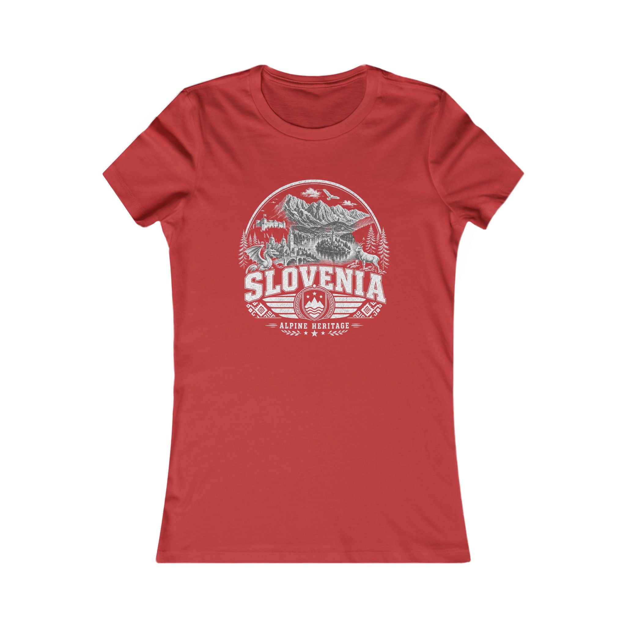 Slovenia vintage landmarks women's tee — iconic landmark design | Nameshi Destinations (view 9)