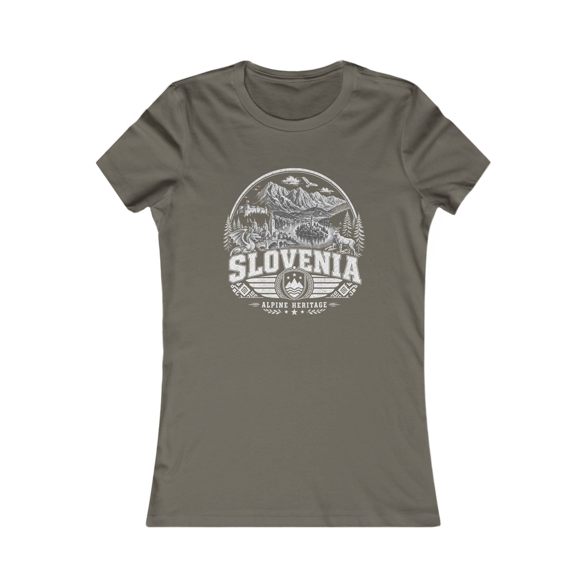 Slovenia vintage landmarks women's tee — iconic landmark design | Nameshi Destinations (view 10)