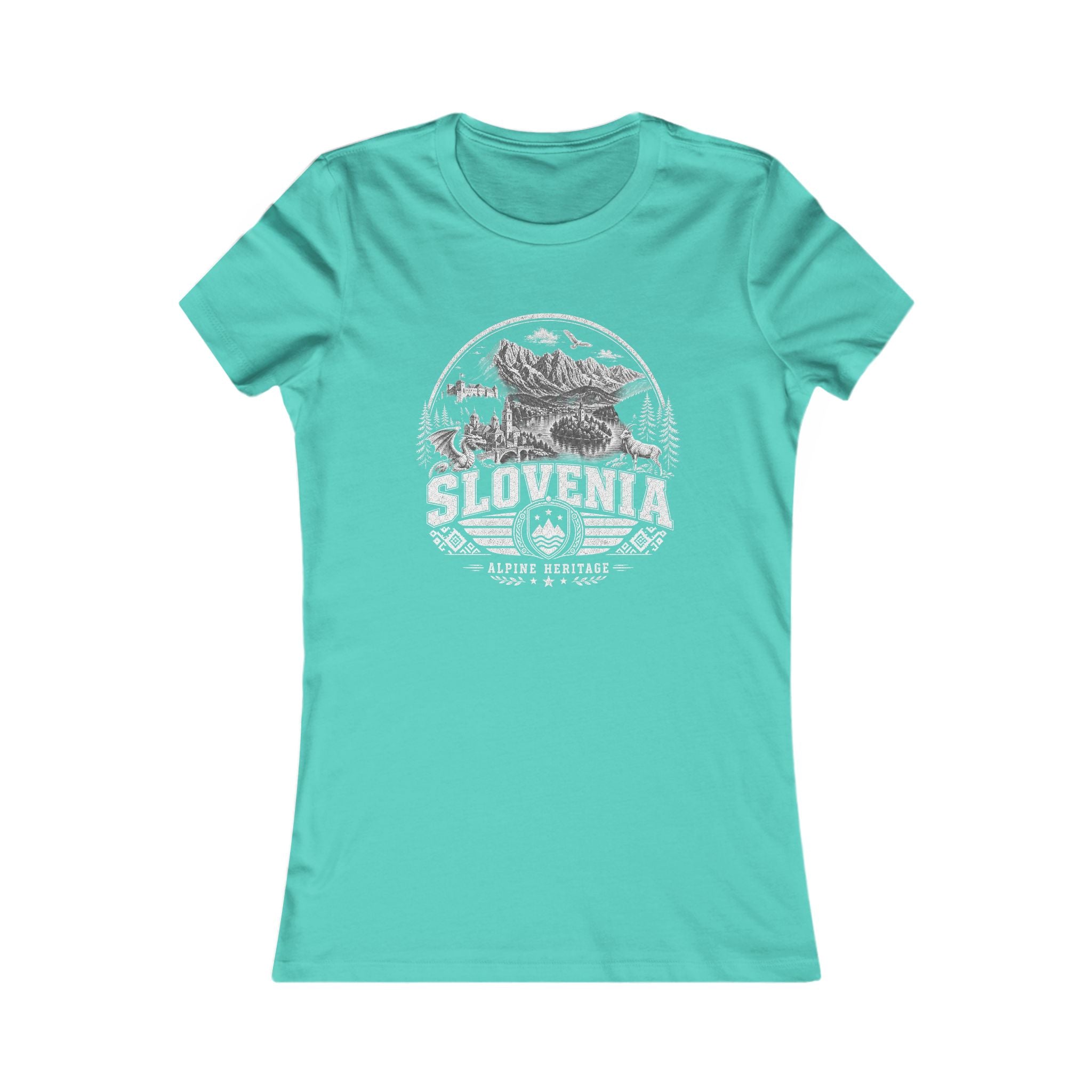 Slovenia vintage landmarks women's tee — iconic landmark design | Nameshi Destinations (view 14)