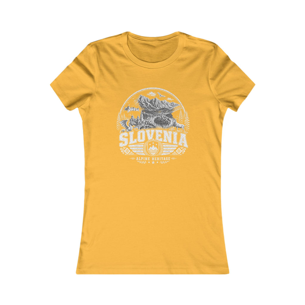 Slovenia vintage landmarks women's tee — iconic landmark design | Nameshi Destinations (view 8)