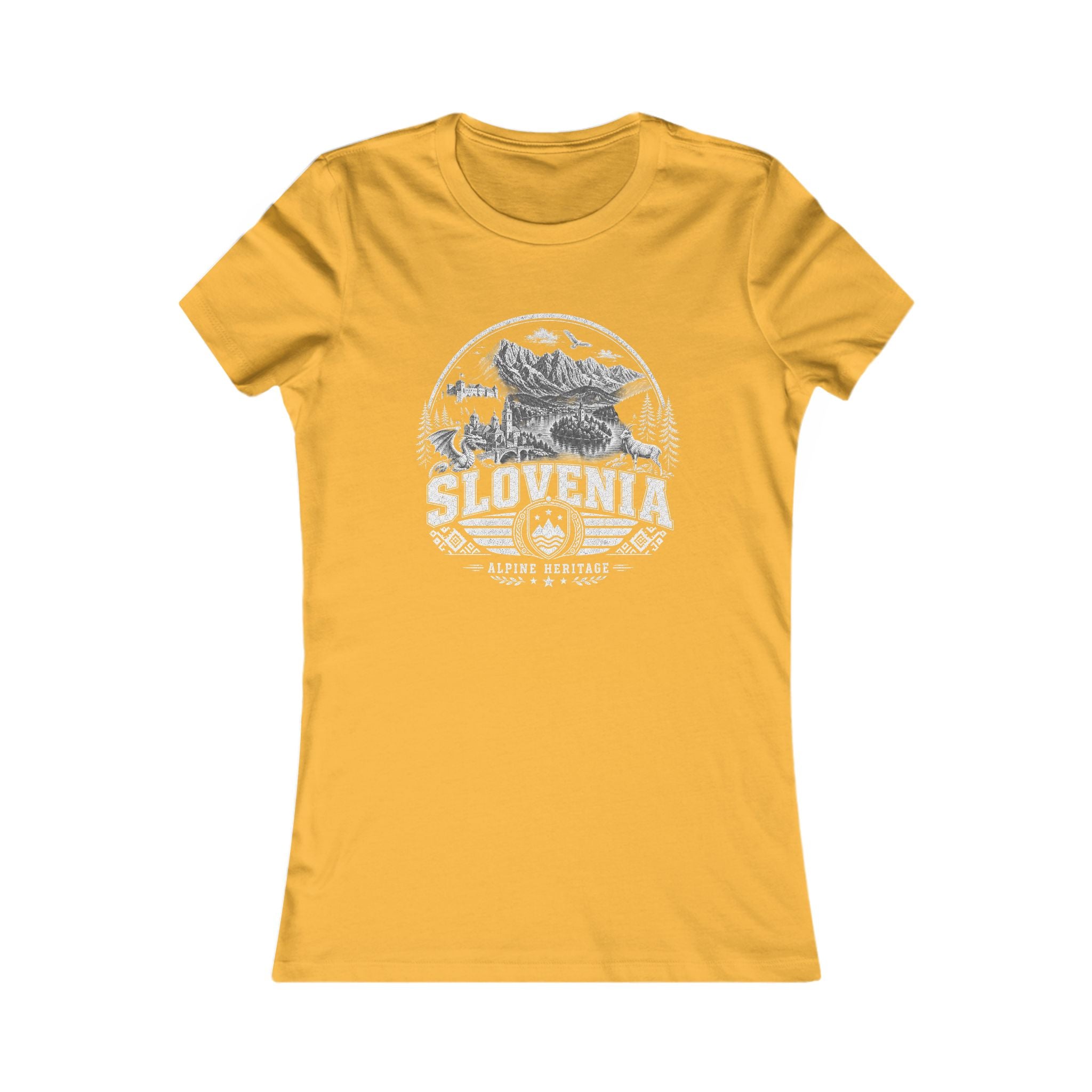 Slovenia vintage landmarks women's tee — iconic landmark design | Nameshi Destinations (view 8)