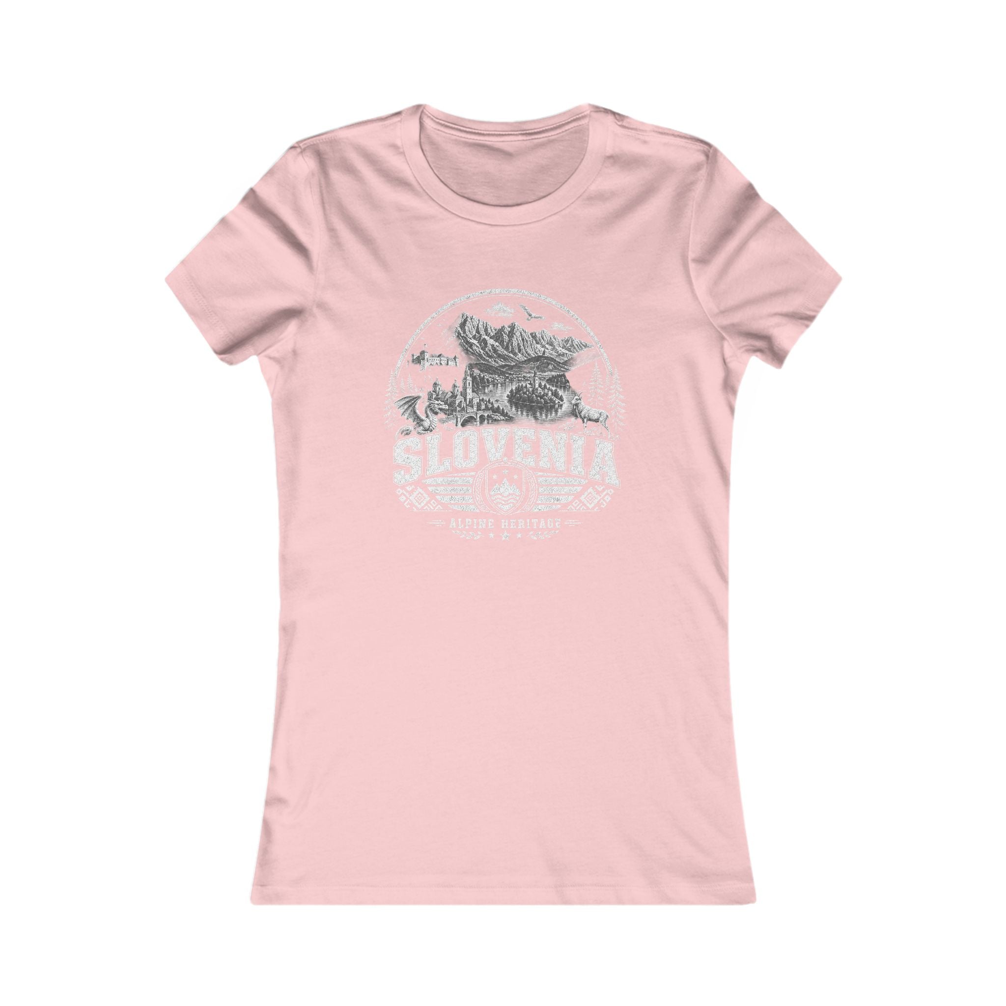 Slovenia vintage landmarks women's tee — iconic landmark design | Nameshi Destinations (view 7)