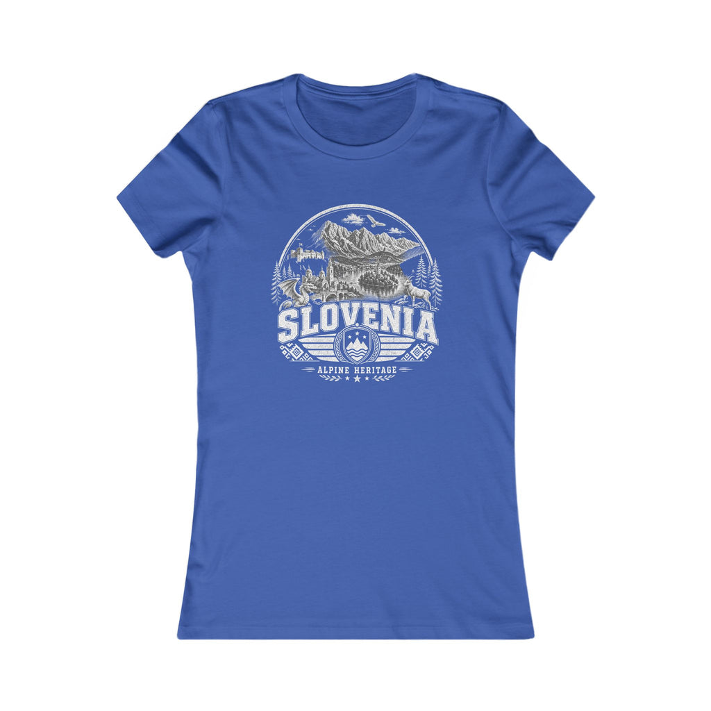 Slovenia vintage landmarks women's tee — iconic landmark design | Nameshi Destinations (view 3)