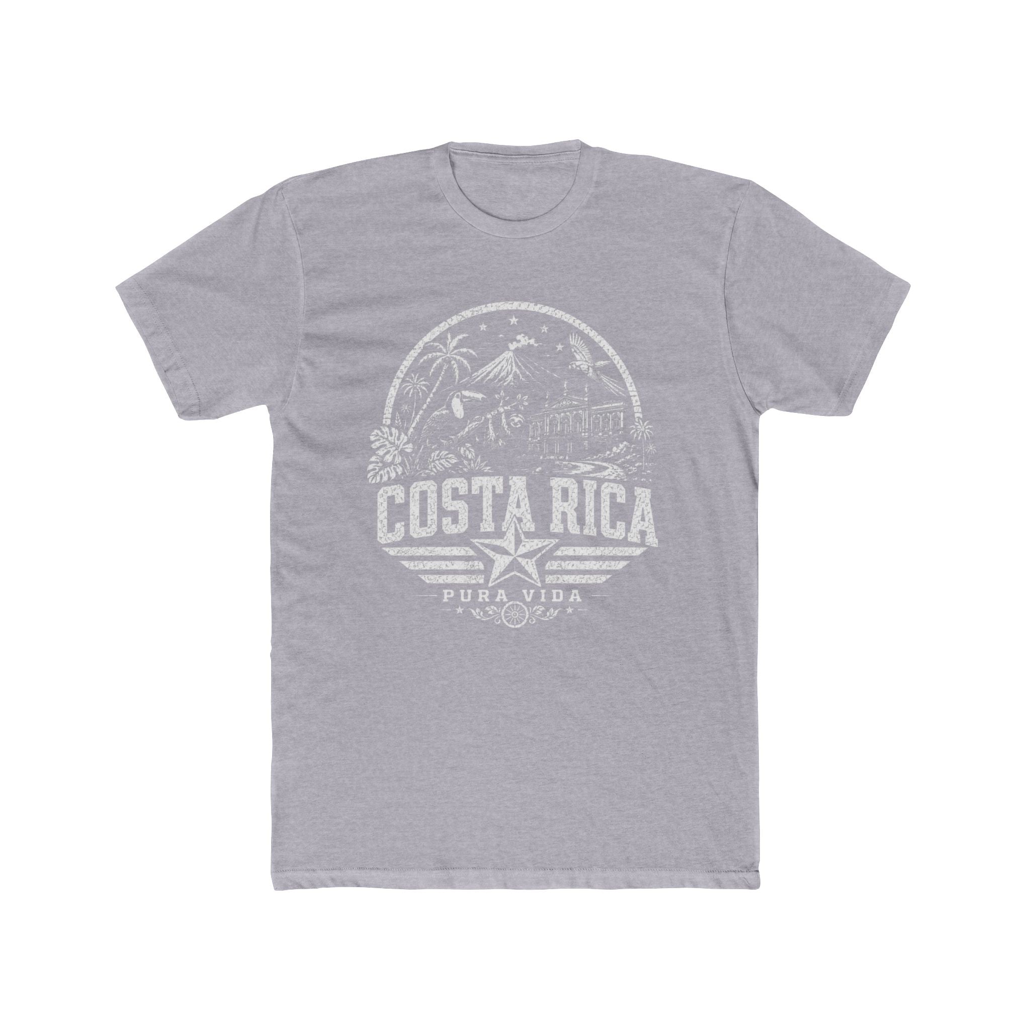 Costa Rica vintage landmarks men's tee — iconic landmark design | Nameshi Destinations (view 1)