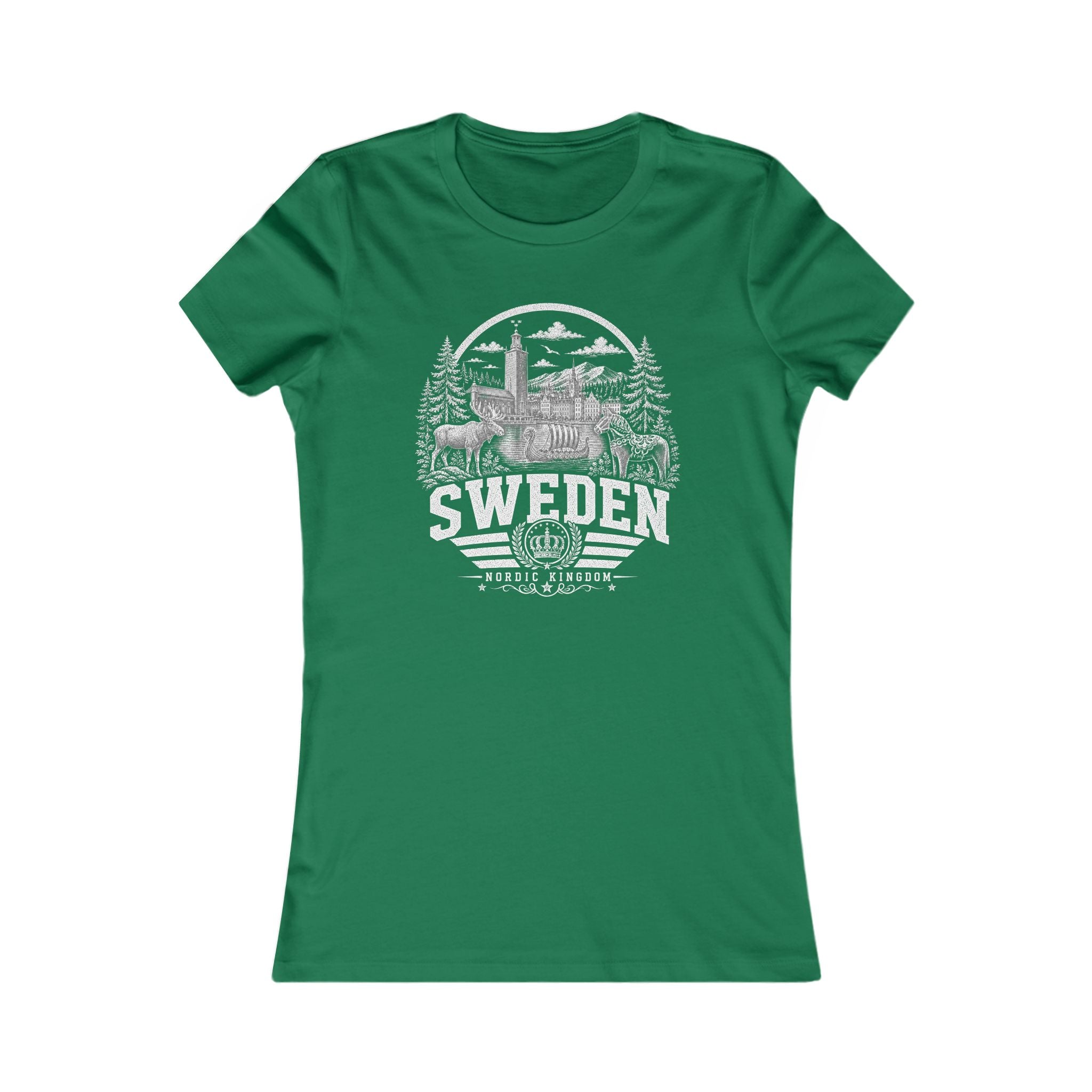Sweden vintage landmarks women's tee — iconic landmark design | Nameshi Destinations (view 2)