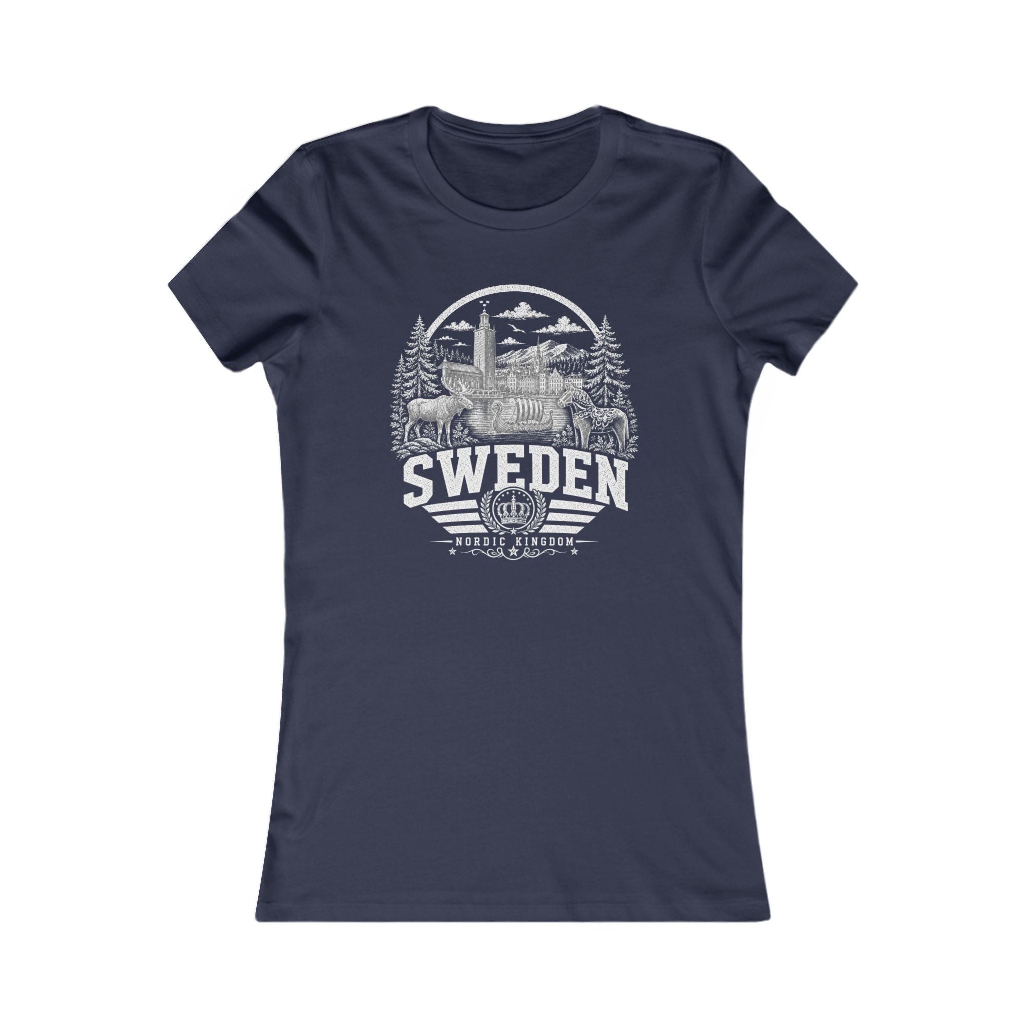Sweden vintage landmarks women's tee — iconic landmark design | Nameshi Destinations (view 5)