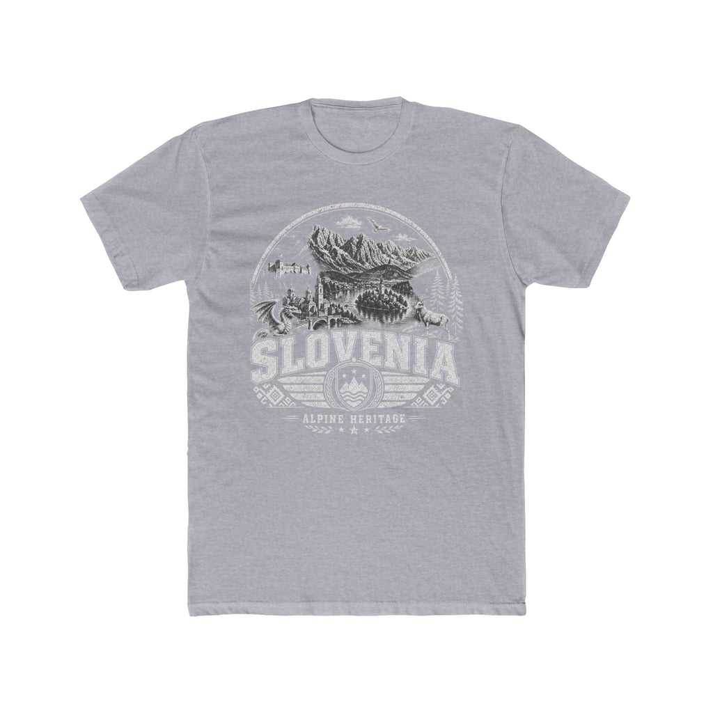 Slovenia vintage landmarks men's tee — iconic landmark design | Nameshi Destinations (view 3)
