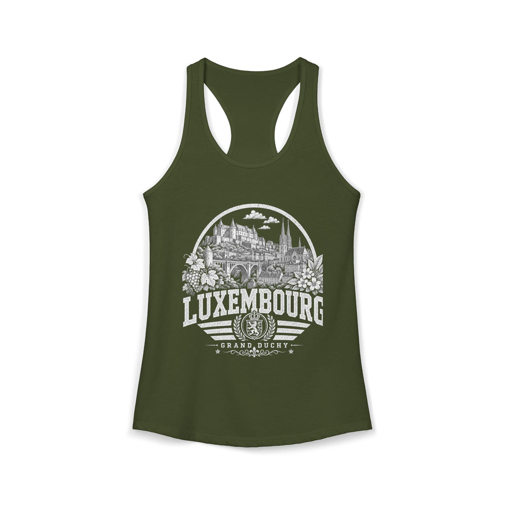 Luxembourg vintage landmarks tank top — iconic landmark design | Nameshi Destinations (view 5)