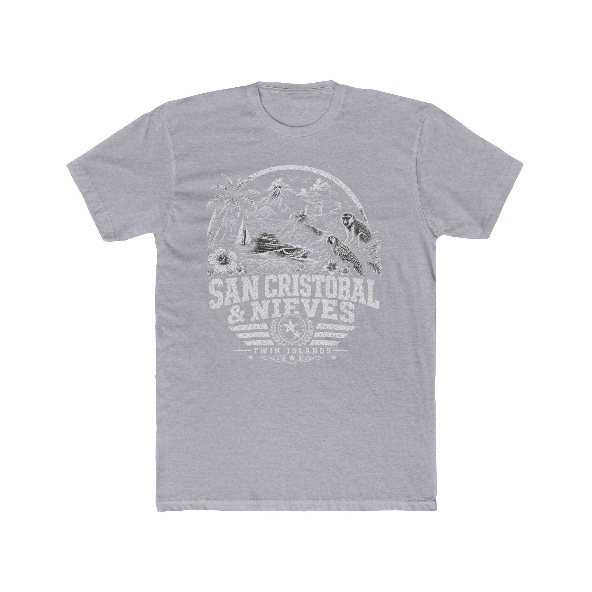 San Cristóbal y Nieves vintage landmarks men's tee — iconic landmark design | Nameshi Destinations (view 3)