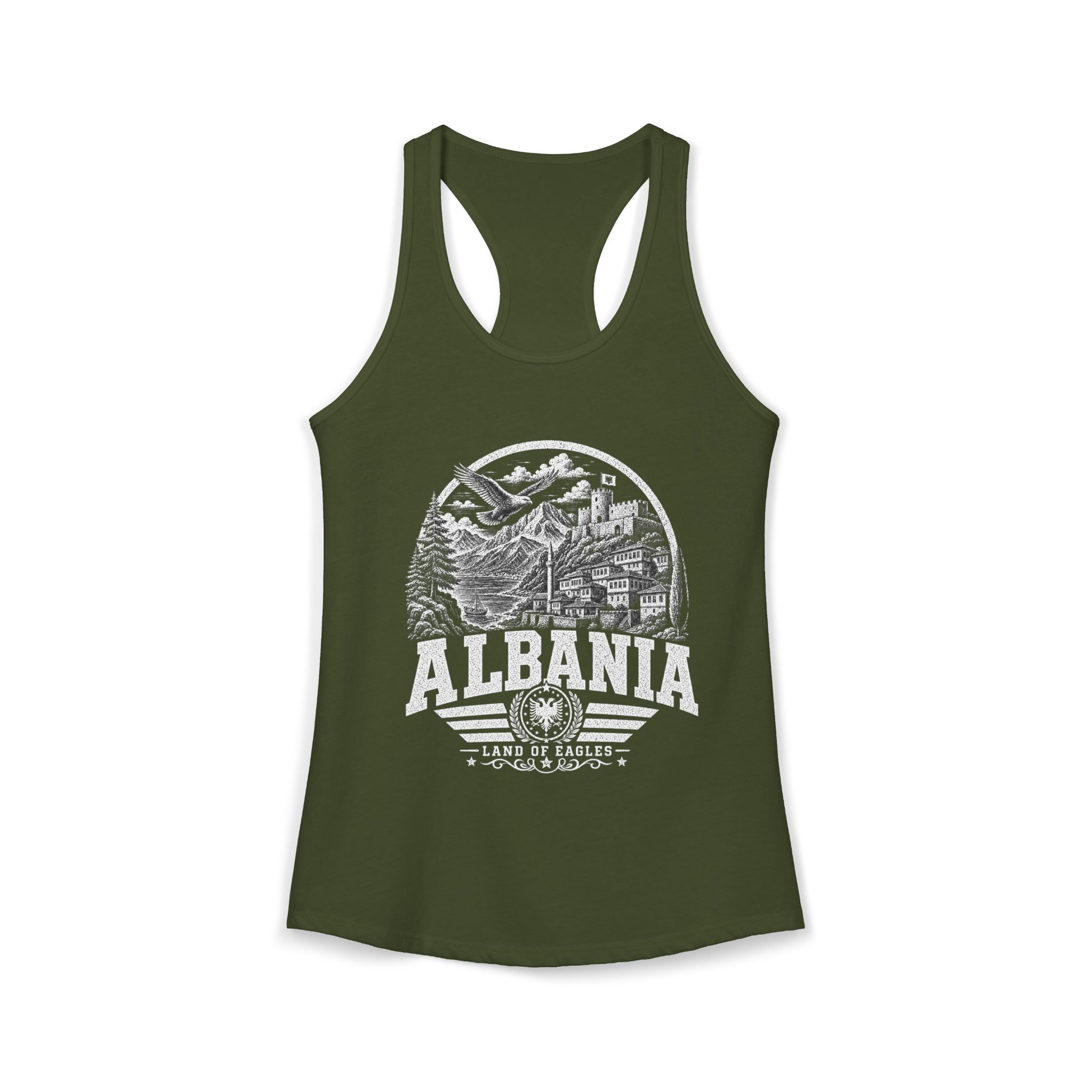 Albania vintage landmarks tank top — iconic landmark design | Nameshi Destinations (view 5)