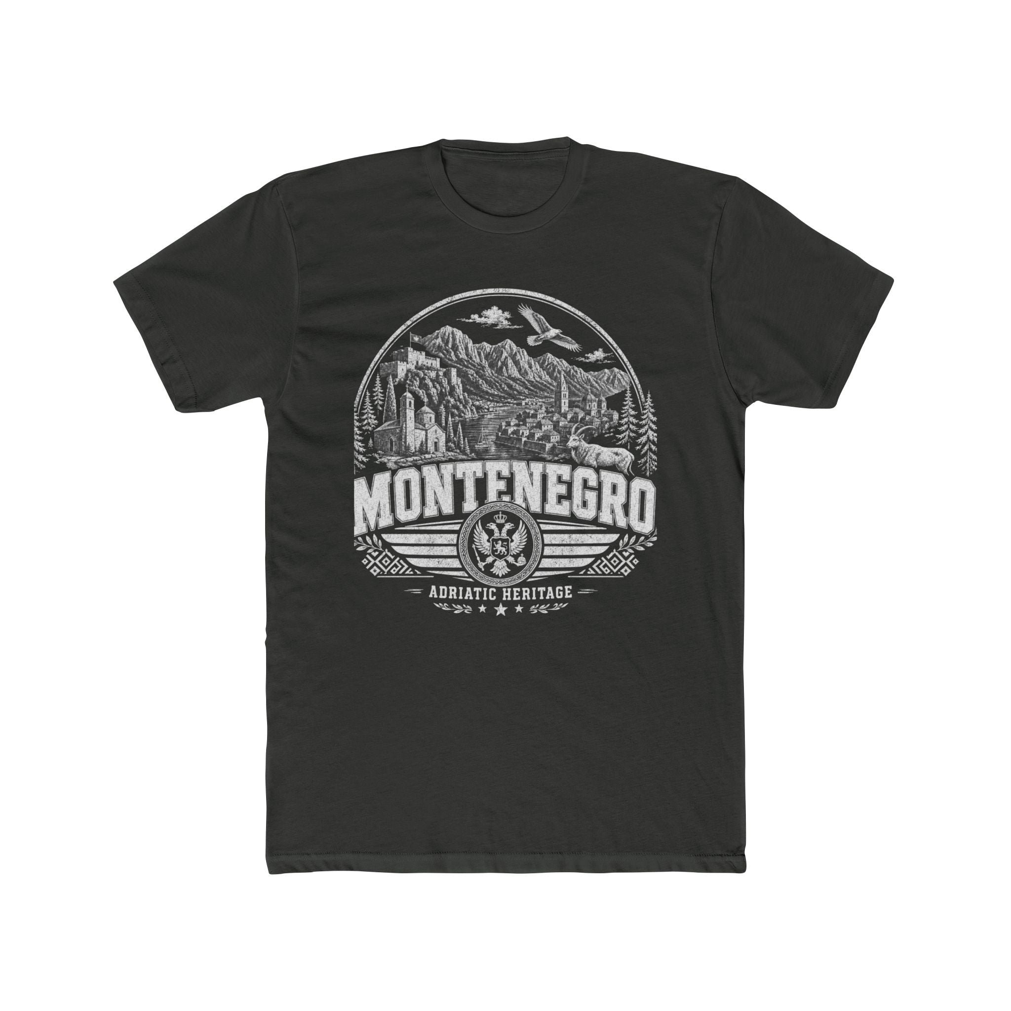 Montenegro vintage landmarks men's tee — iconic landmark design | Nameshi Destinations (view 5)